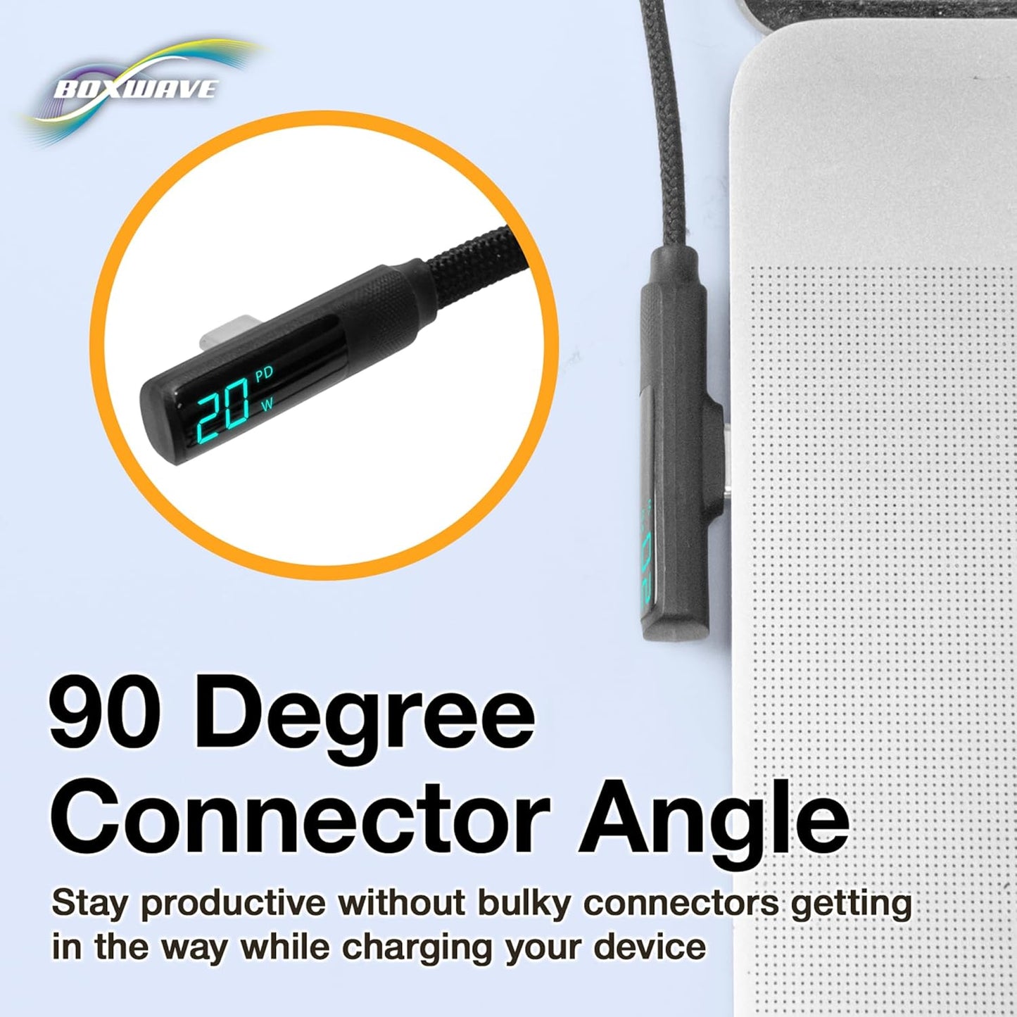 BoxWave SDS50 (5 (4ft) (100W), Cable Compatible with Innova SDS Tech Level Diagnostic in) - PowerDisplay PD Right Angle