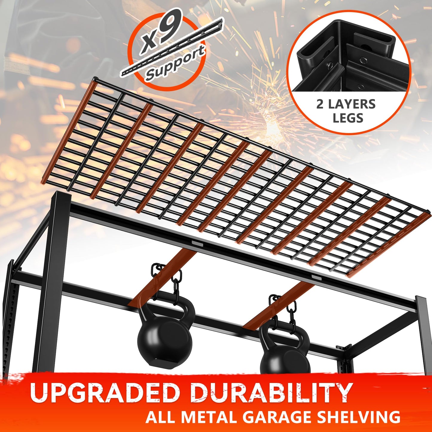 REIBII 60" W Heavy Duty Garage Shelving,3000LBS Storage Shelves Metal Shelving,Adjustable Shelves for Storage Industrial 5 Tier Garage Shelves for Warehouse Basement Pantry60 W x 24" D x 72" H