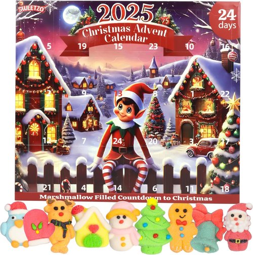 Christmas Elf Candy Advent Calendar - Festive Marshmallow Treats for Holiday Countdown | 10.16 Ounces