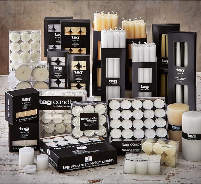TAG Chapel 3X4 Ivory Pillar Paraffin Wax Candle Unscented Drip-Free Long Burning 46 Hours for Home Decor Wedding Parties 3x4 Ivory