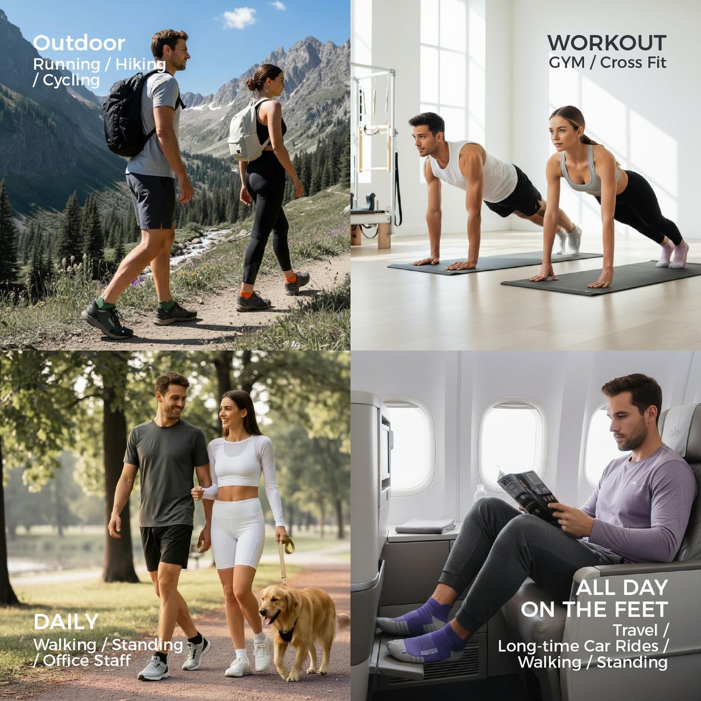 musesox Ankle Compression Socks for Women and Men,Low Cut Compression Running Socks with Arch Support(6 Pairs) Best for Sports,Workout,Travel,Daily,Black,White,Gray,Unisex,Medium