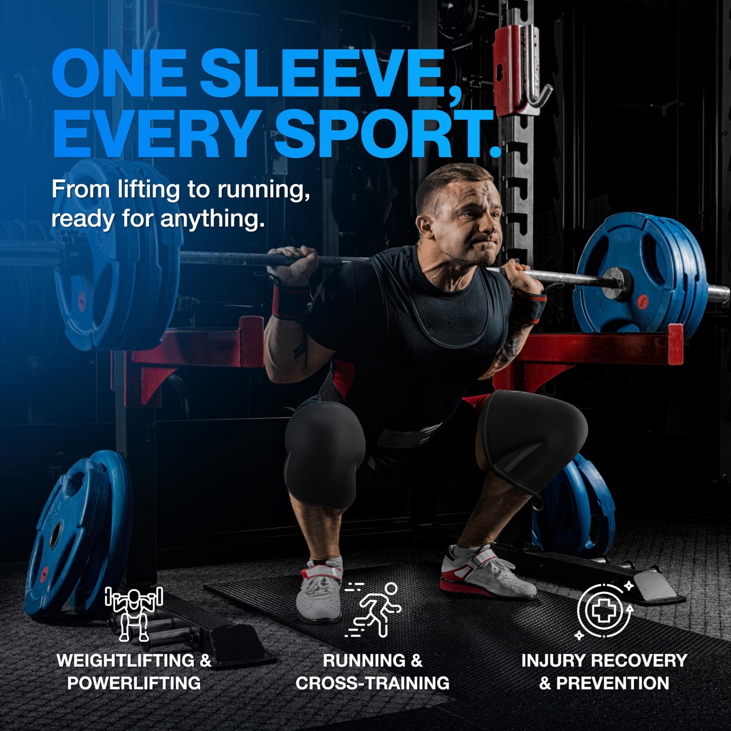 Modvel 7mm Neoprene Knee Sleeves for Men & Women Weightlifting & Powerlifting – Compression Knee Sleeve Support for Squats, Gym, Training – USPA, IPL Approved – Medium Black (Pair)