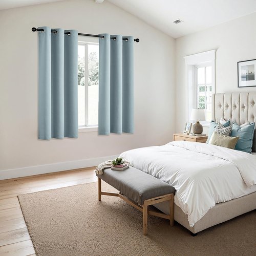 MIULEE Slate Blue Blackout Curtains - Thermal Insulated Room Darkening Drapes, 54" Long, 2 Panels