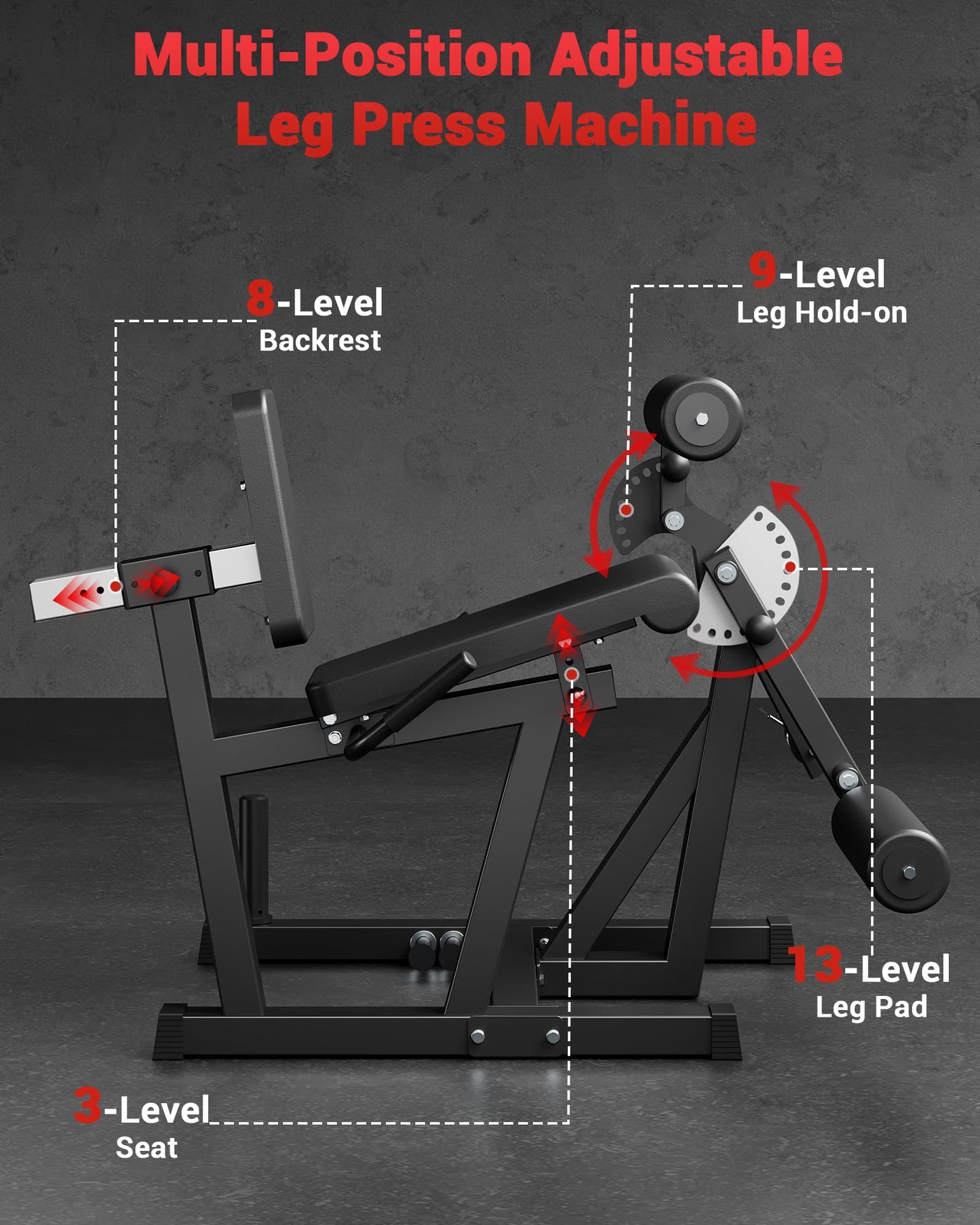Garvee Leg Extension and Curl Machine, 4 in-1 Leg Press Machines for Home Gym, 700 LBS Weight Capacity Adjustable Workout Equipment, Exercise Bench for Lower Body (Black)
