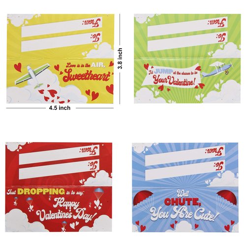 JOYIN 28 Pack Valentine's Day Parachute Toy with Cards, Army Soldiers Guys, No Battery Throwing Hand Toy for Kids Party Favor, Valentine’s Greeting Cards for Boys Girls
