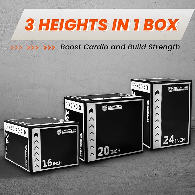 Plyo Box, 3-in-1 Foam Plyometric Jump Box, Box Jump for for Home Gym Training Fitness Workout Exercise, Multiple Colors