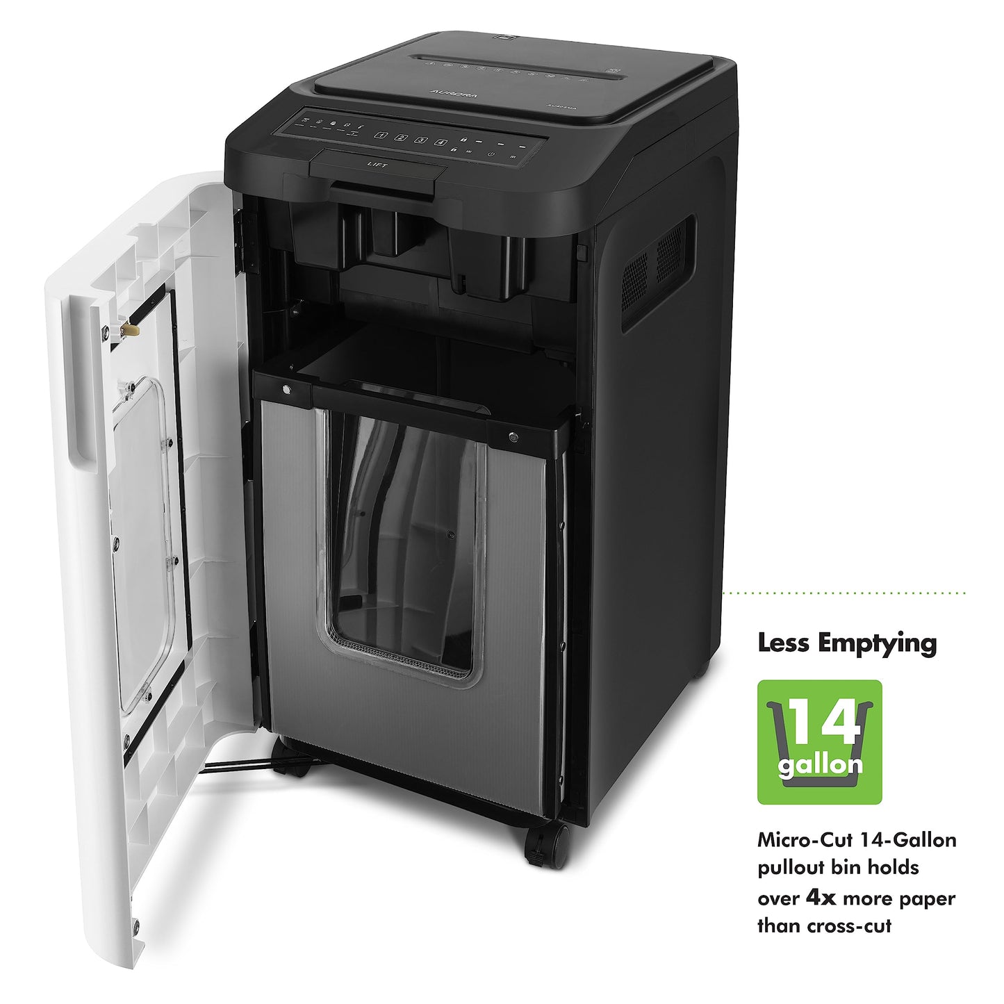 Aurora Commercial Grade 400-Sheet Auto Feed High-Security Micro-Cut Paper Shredder/ 240 Minutes/Security Level P-5