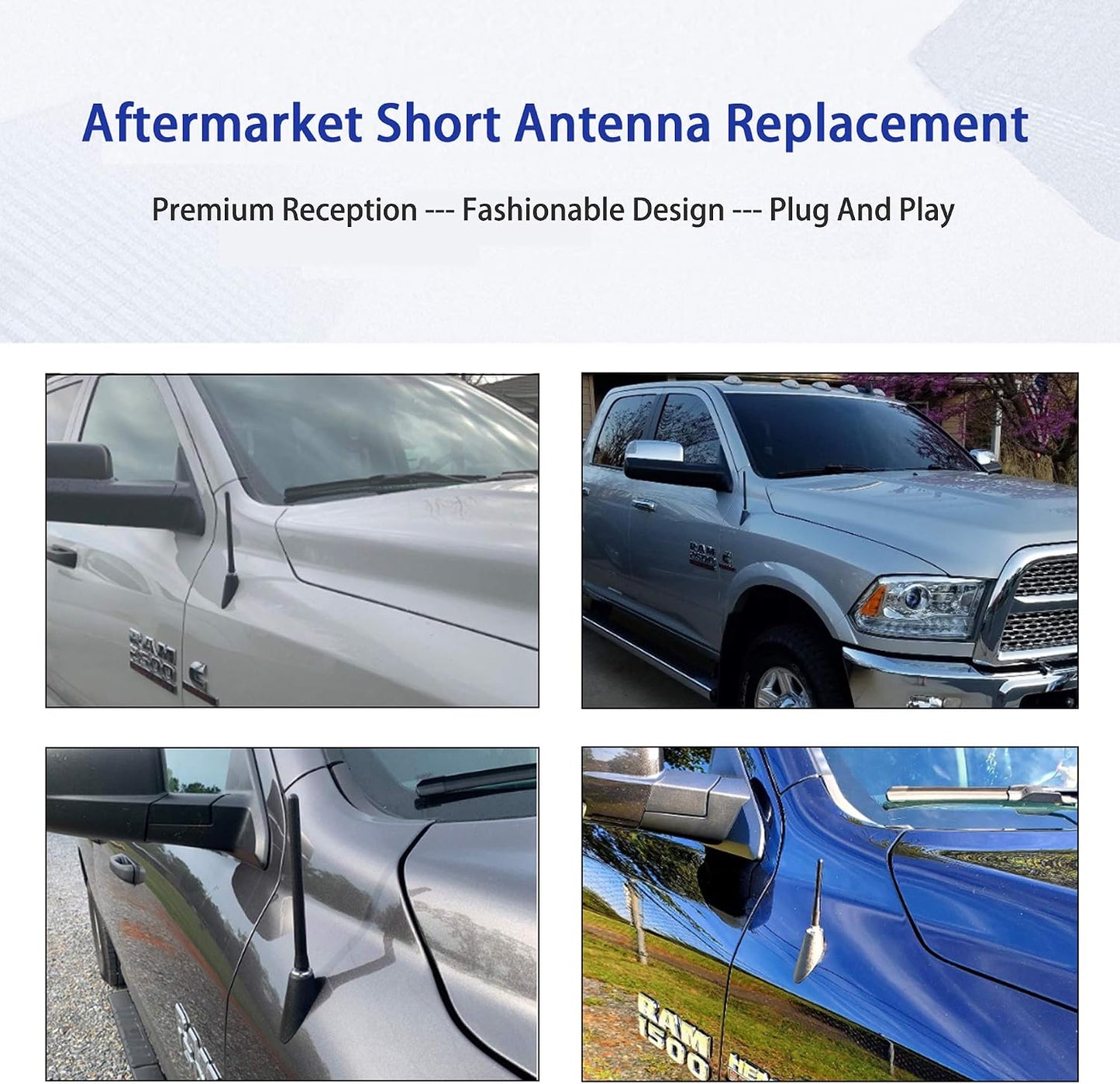 Anina 2009-2019 1500 4.7 Inches Car Radio Antenna Mast for Dodge Ram Aluminum Alloy Antenna Replacement