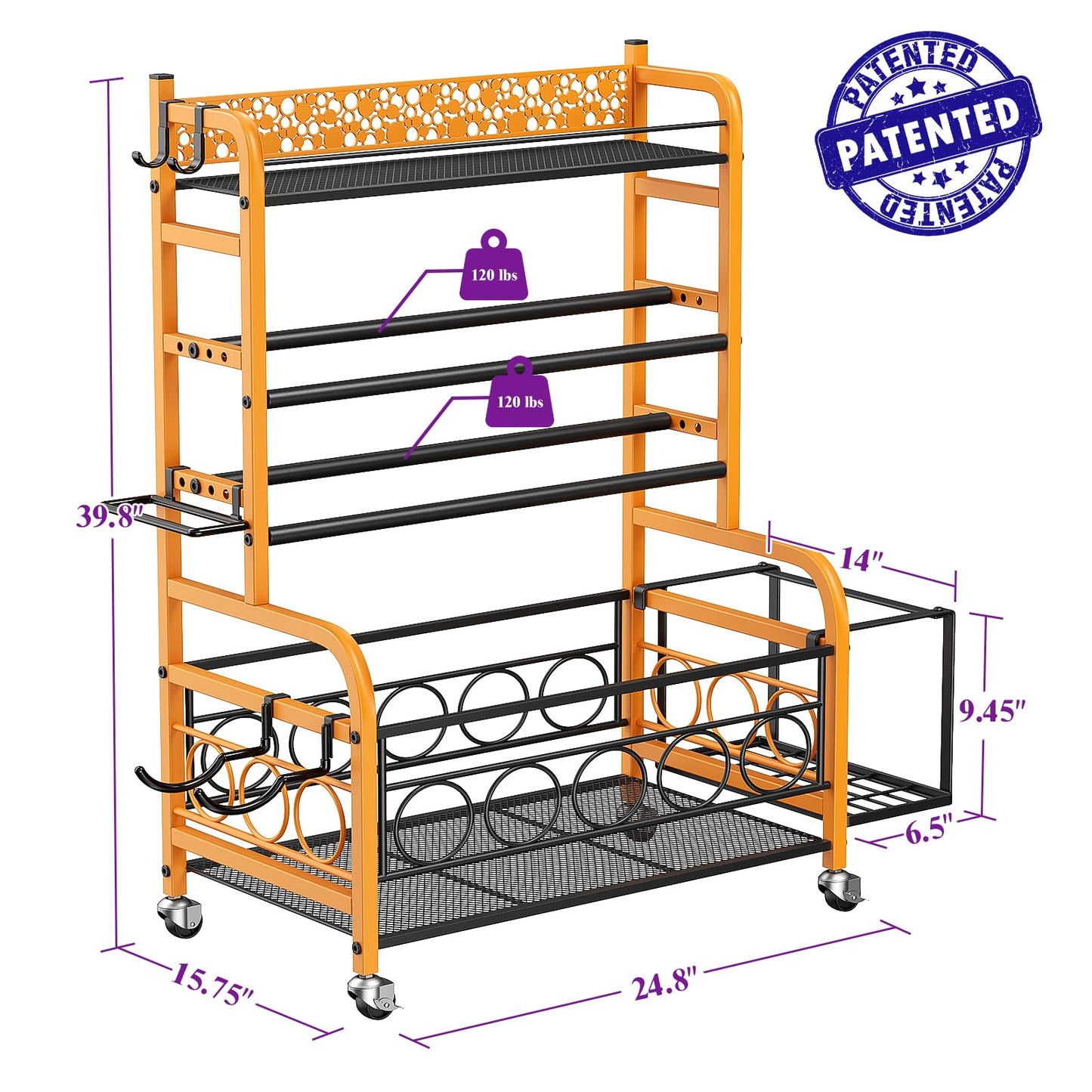 Dumbbell Rack,VOPEAK Weight Rack for Dumbbells, Weight Rack for Home Gym, Home Gym Storage Rack for Yoga Mat Kettlebells and Strength Training Equipment, Weight Storage Rack for Dumbbells with Wheels