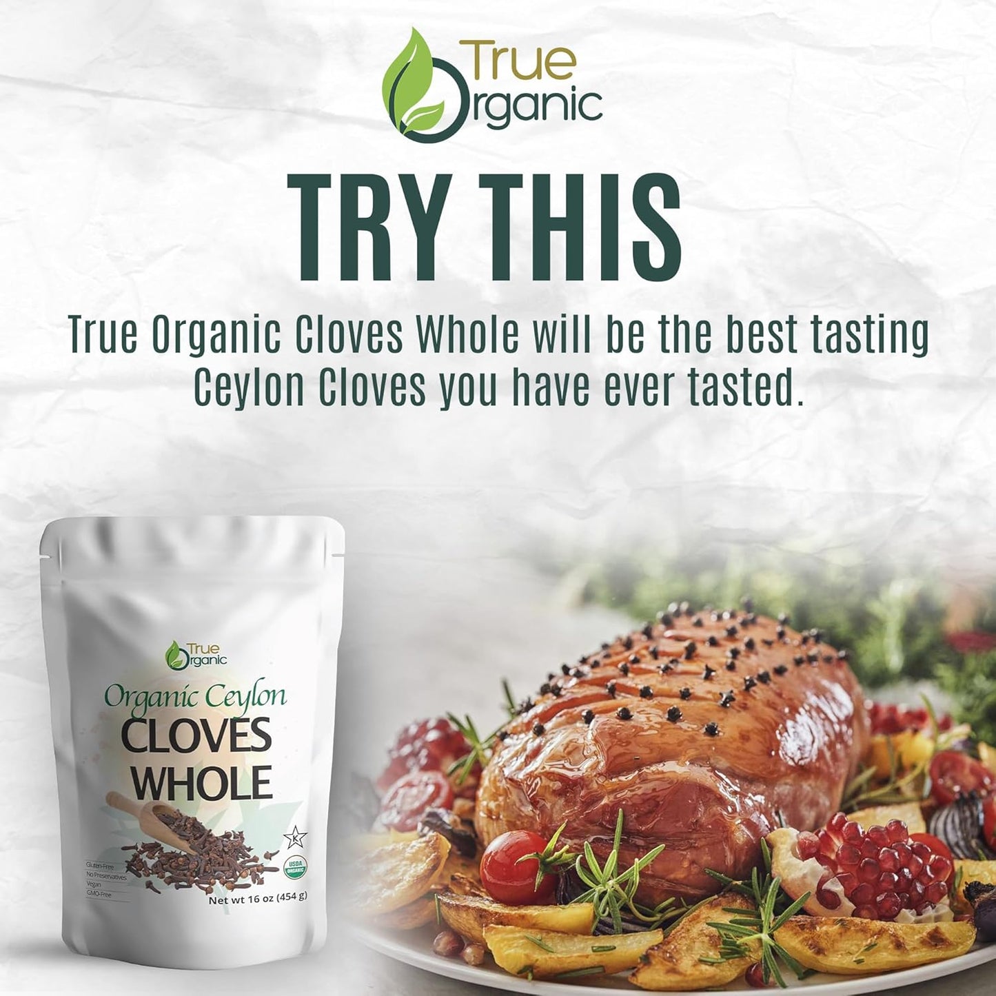 True Organic Ceylon Cloves - Premium Grade, USDA Organic & Kosher Certified, 1 lb Bulk (16 Ounces)