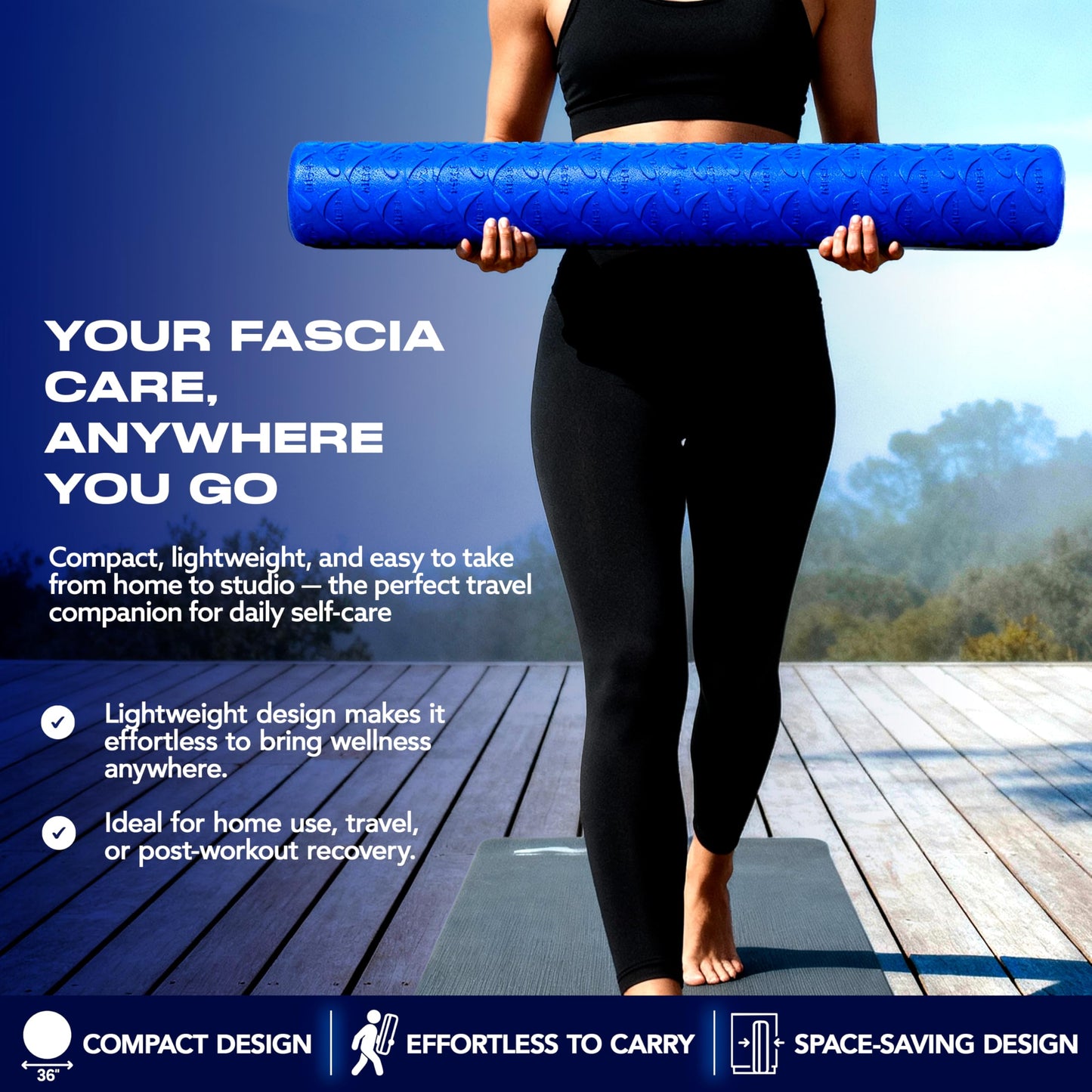 MELT Method 36 Inch Soft Foam Roller for Physical Therapy and Exercise Recovery - FasciaTherapy Technology - Low Density Exercise Foam Roller for Full Body Gentle Compression - Blue