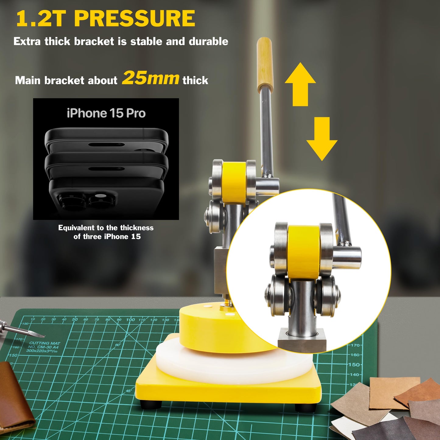 YIDOFENG Circle Sampler Cutter Round Sample GSM Cut Machine for Fabric, Rubber, Leather, Carpet, Paper ，Foam，100cm² Manual Die Cutter Hand Press Mold Cutter Leather Leathercraft Cutting Machine