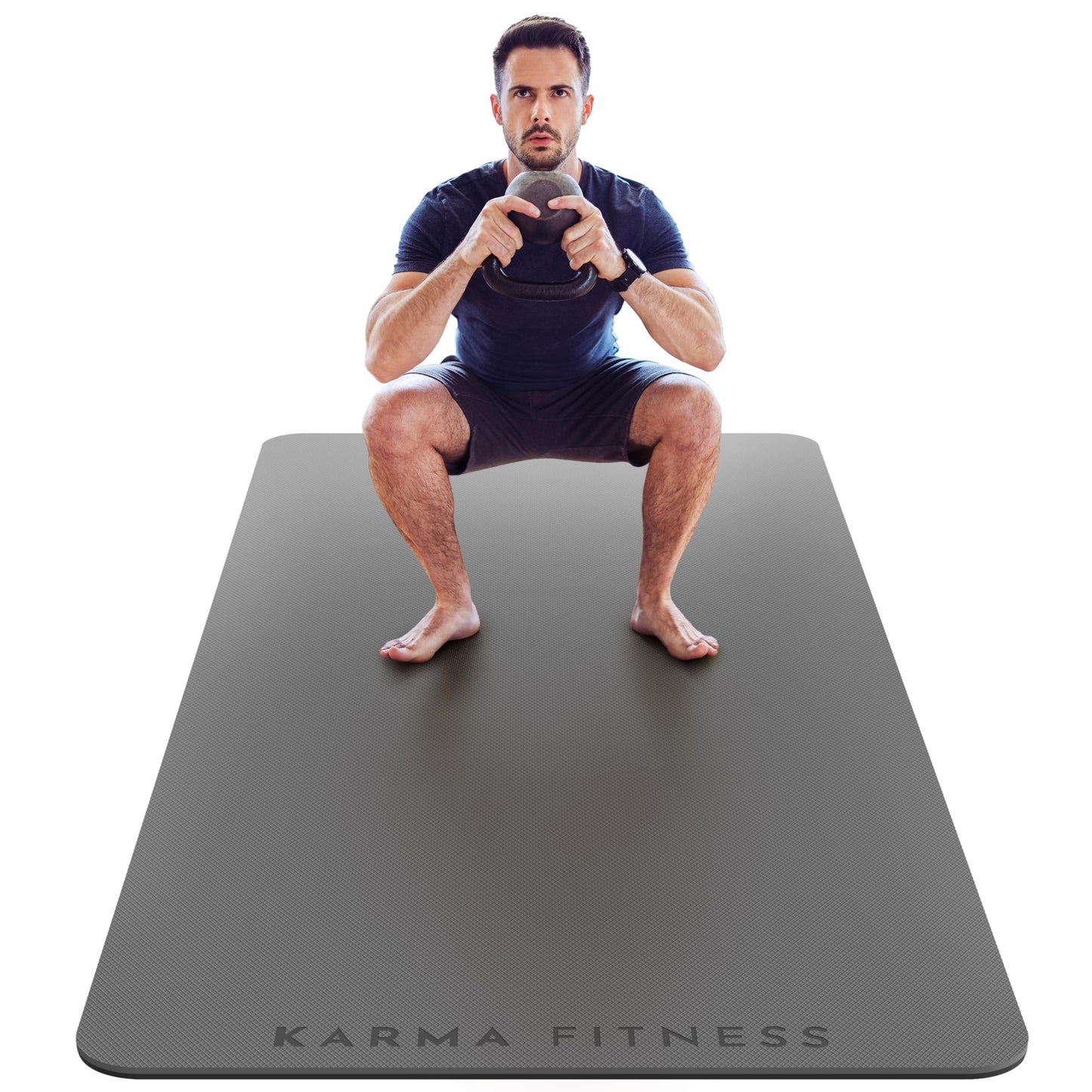 Large Exercise Mat – Extra Thick 10mm Workout Mat (72"x32") – Non-Slip TPE Yoga Mat for Women & Men – Pilates, HIIT, Fitness & Home Gym Mat – Includes Free Carry Bag (Dark Grey Plain)