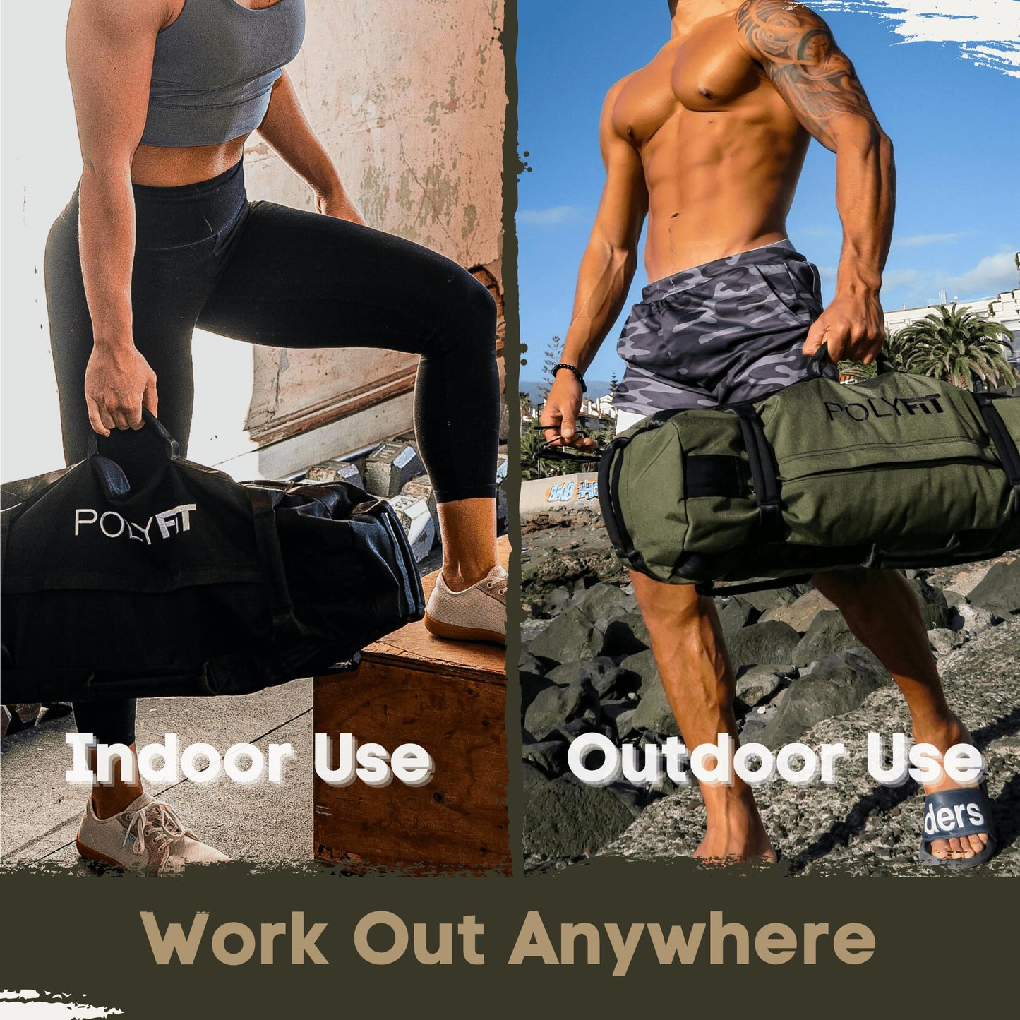 Heavy Duty Workout Sandbags for Fitness - Black Camo - Large