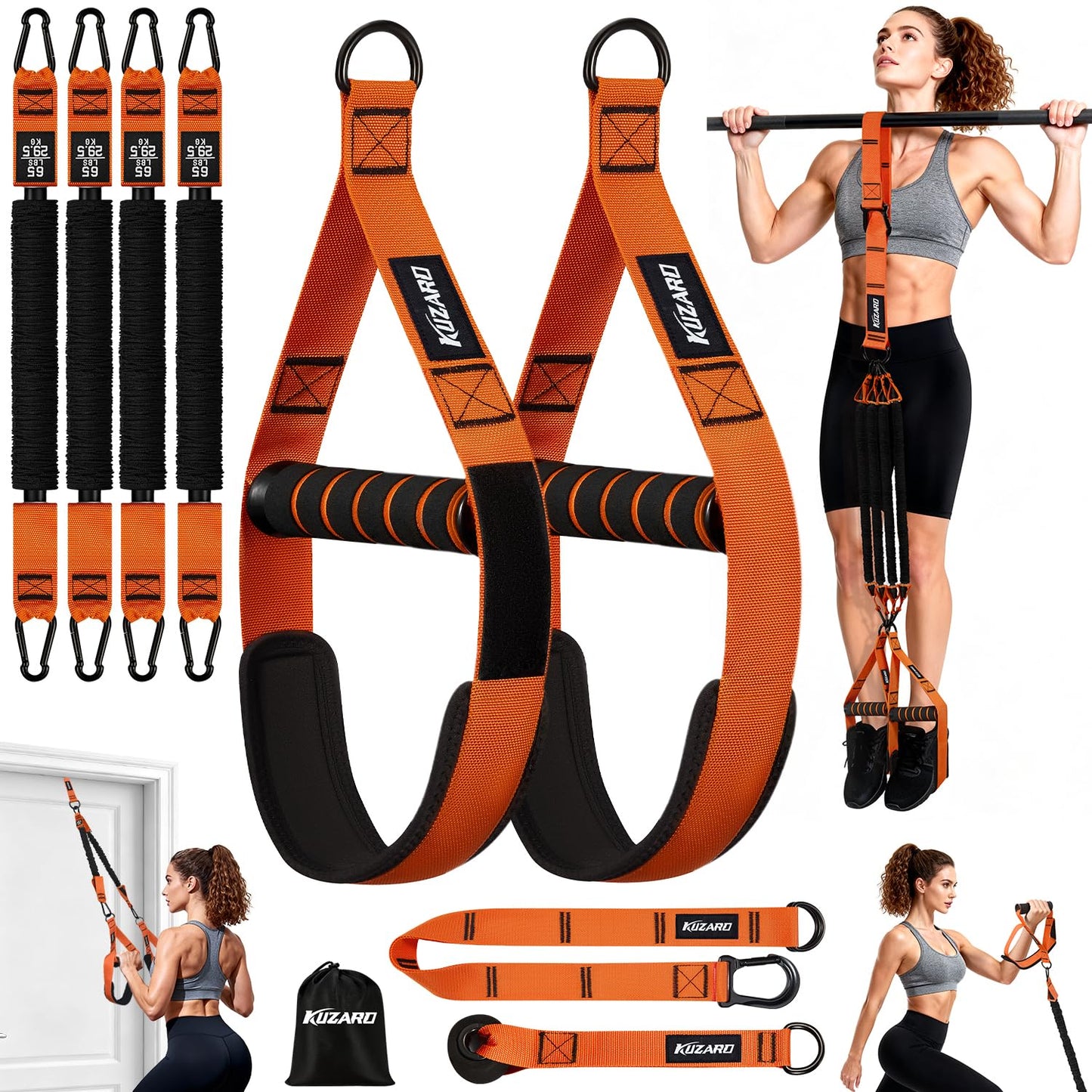 Pull Up Assistance Bands for Women, Heavy Duty Resistance Bands with Handles, Exercise Band with Door Anchor, Workout Band Set for Pull Up Bar, Full Body Sculpting,Muscle Training, Recovery, Home Gym