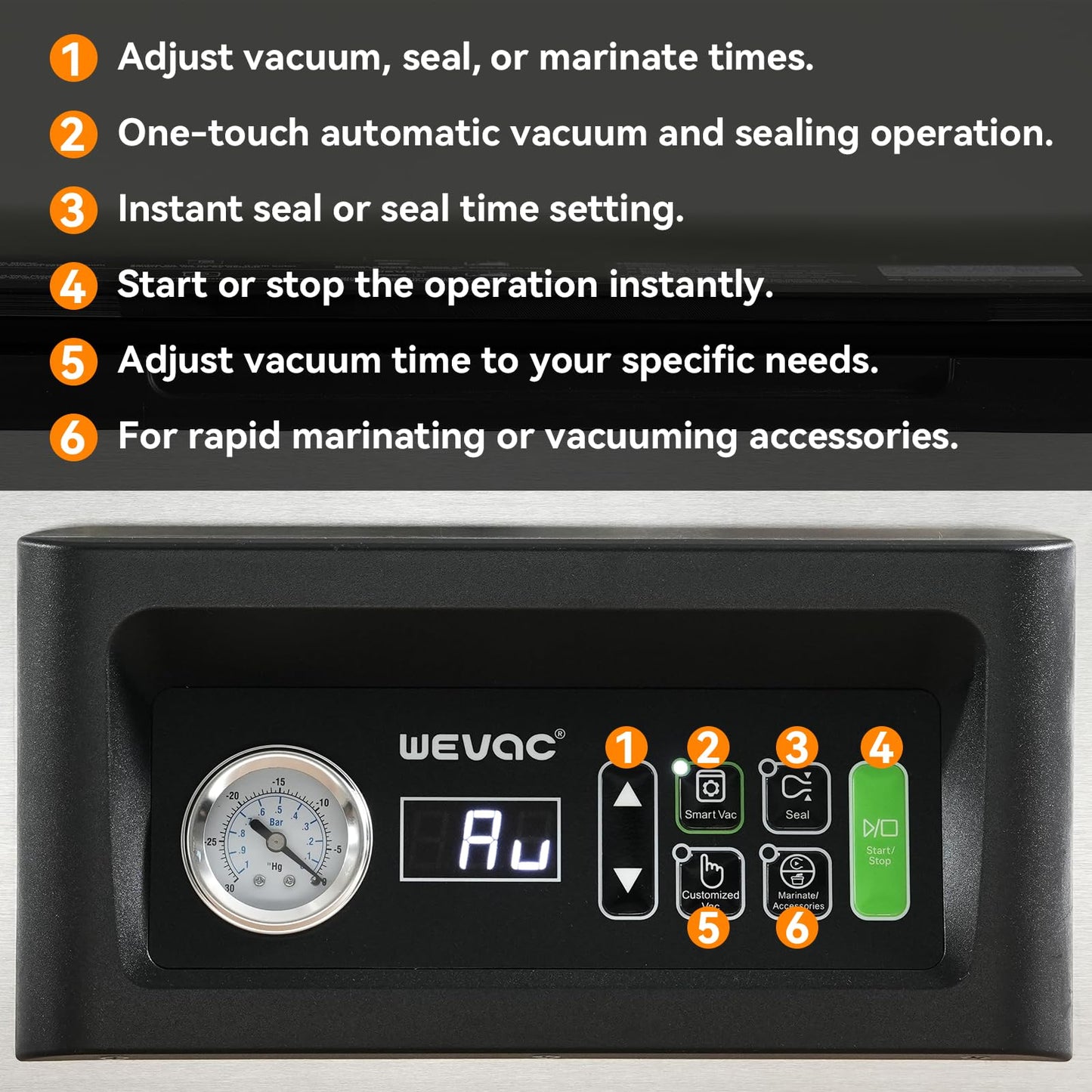 Wevac Chamber Vacuum Sealer, 12” Seal Bar, Auto Vacuum Time, Deep Chamber with Easy-Clean Design, Commercial-Grade for Meats, Liquids, Soups, Sous Vide & Mason Jars, CV12 Pro