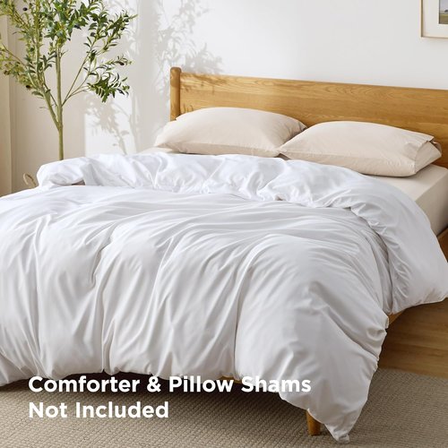 Bedsure Duvet Cover - Queen Size Soft Double Brushed All-Season Bedding, White, Zipper Closure (90"x90")