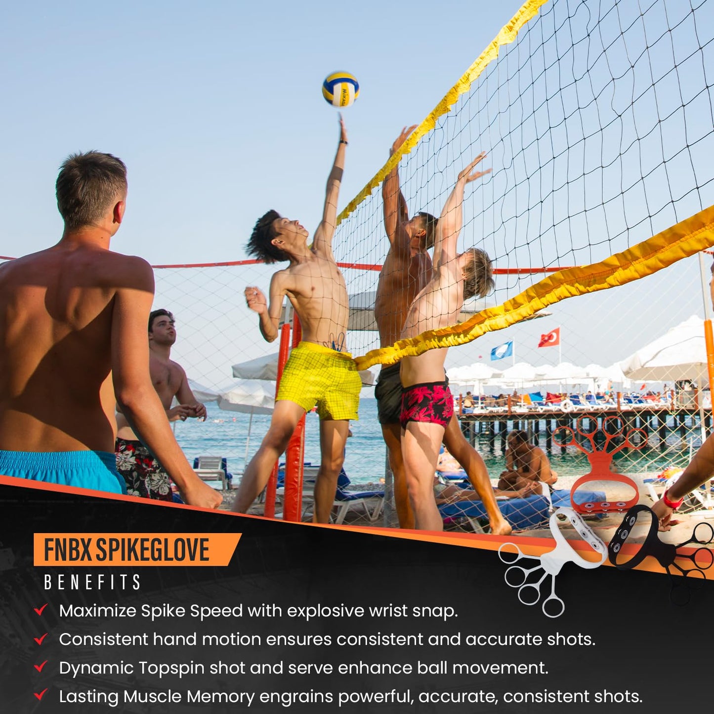 Spike Glove - Volleyball Training Aid - Great for Improving Power, Accuracy and Topspin on Serves and Spikes - Stretchy Silicone Glove Trains Aggressive Wrist Flick and Downward Finger position 3 pack