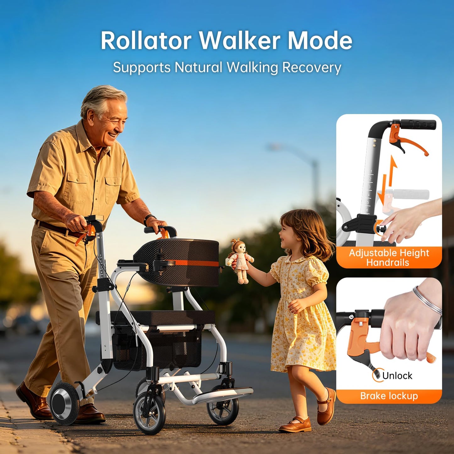 Tovyxxia 3-in-1 Electric Wheelchair & Rollator Walker Combo for Adults Seniors, 500W Powerful Motor, Lightweight Foldable Power Chair, 20-Mile Long Range, Airline Approved Motorized Wheelchair, White