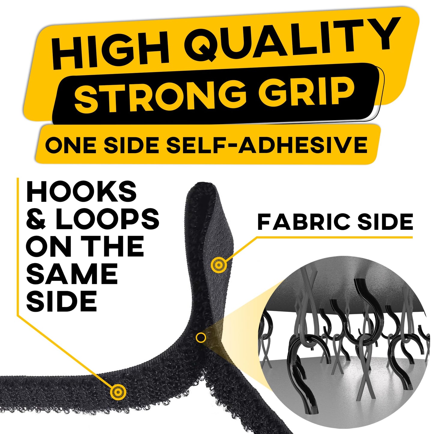 Hook and Loop Cable Straps with 50 Bucklets and 25 Carabineres, Reusable Fastening Cable Ties, Wire Management Securing Strap for Cable Tidy, Wire Management, Multi-Purpose Cord Organizer (Black)