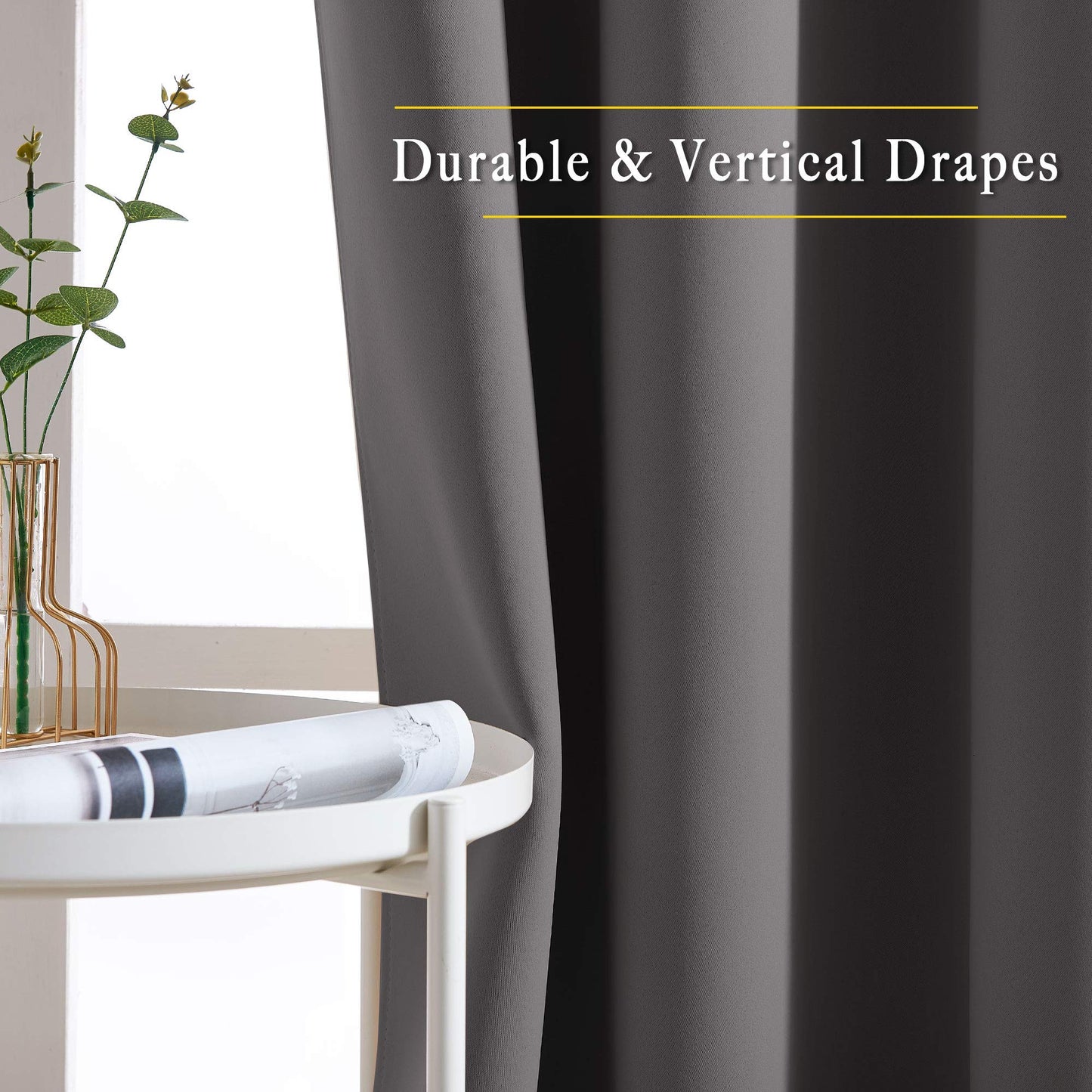 NICETOWN Bedroom Blackout Curtains Panels - Triple Weave Energy Saving Thermal Insulated Solid Grommet Blackout Draperies for Patio (80 inches by 108 Inch, Grey, Set of 2)