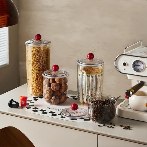 Custde 30 floz Clear Plastic Candy Jar with Lid – Cute Airtight Multi-Purpose Storage Canister for Candy, Cookies, Coffee, Sugar, Oats – Ideal for Kitchen Counter, Office Desk & Bathroom (30 fl oz)