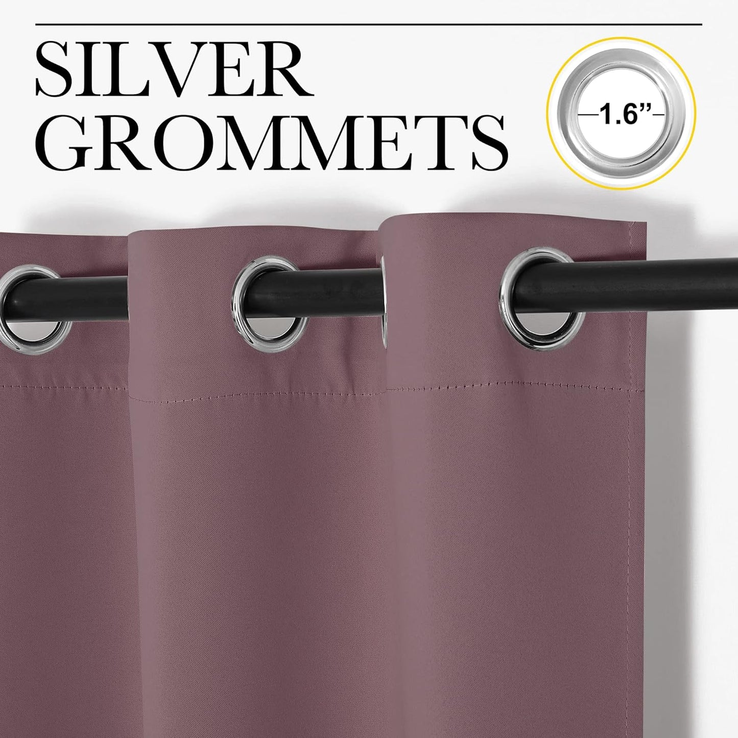 NICETOWN Thermal Insulated Blackout Curtain Panels - Dry Rose, 34x84 Inch, 1 Pair for Basement