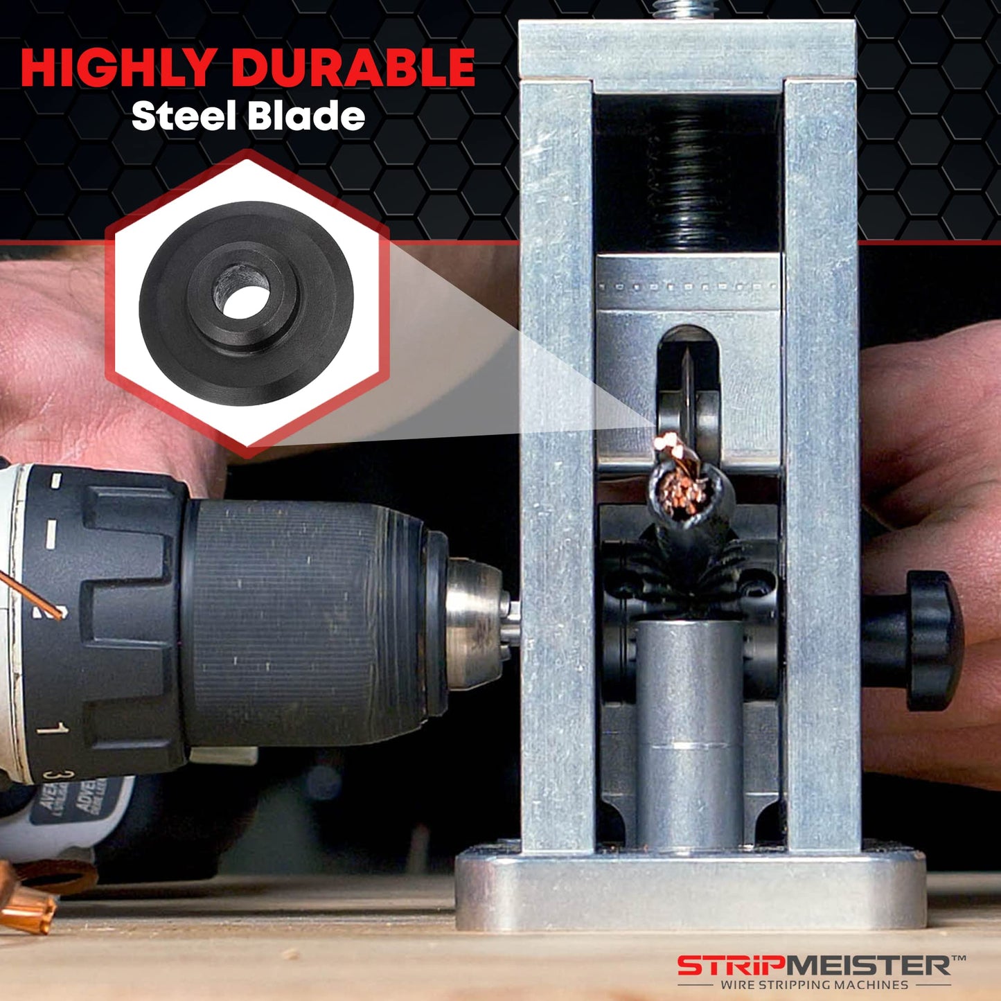 StripMeister Original Wire Stripping Machine & E250 Blade Replacement Kit - Drill Powered Stripper Tool, Made Easy (Bundle)