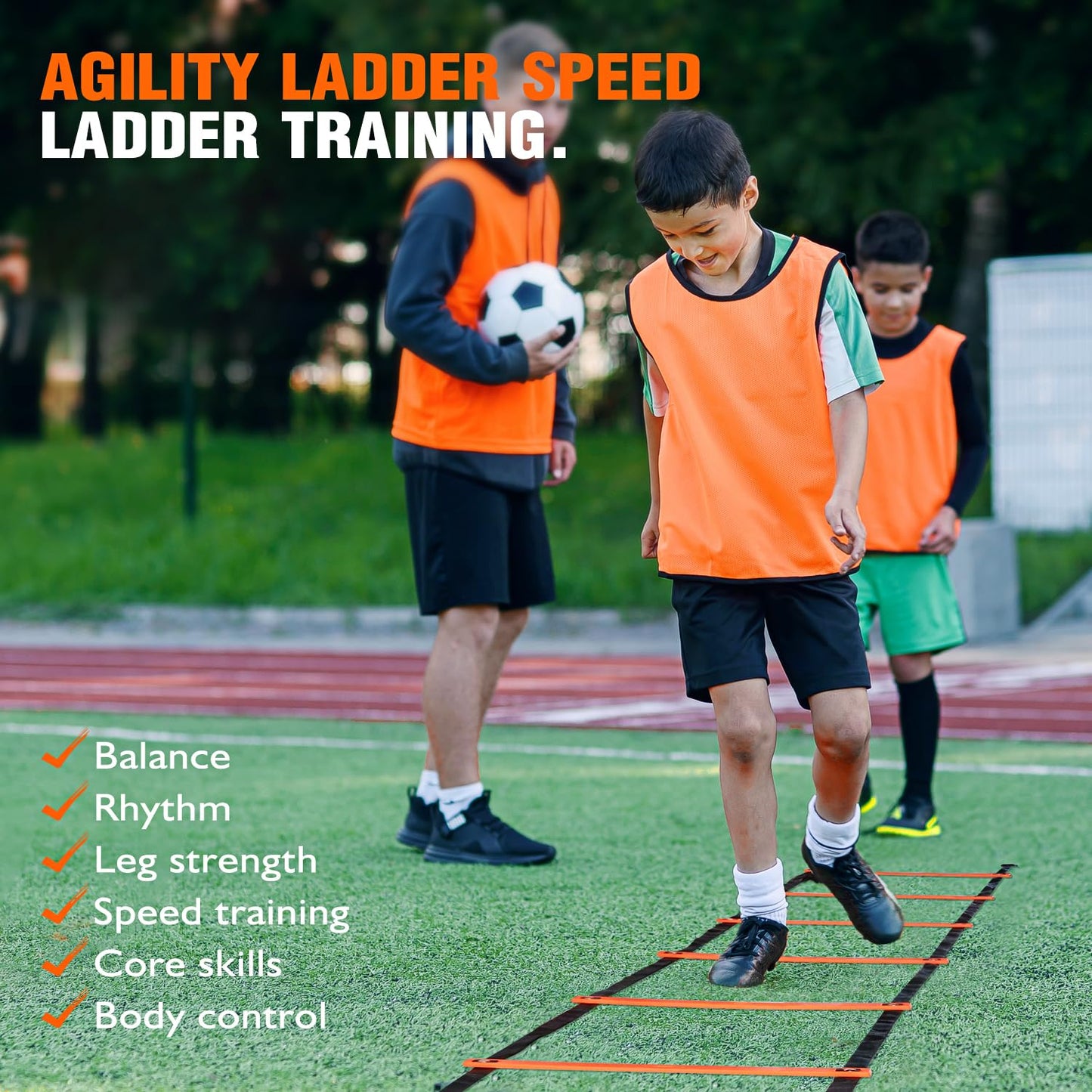 UZTUGG Agility Ladder Speed Training Set - 20ft Agility Ladder with 12 Cones, 4 Hurdles, Jump Rope, Running Parachute & Carry Bag for Soccer, Basketball, Football, Kids & Adults