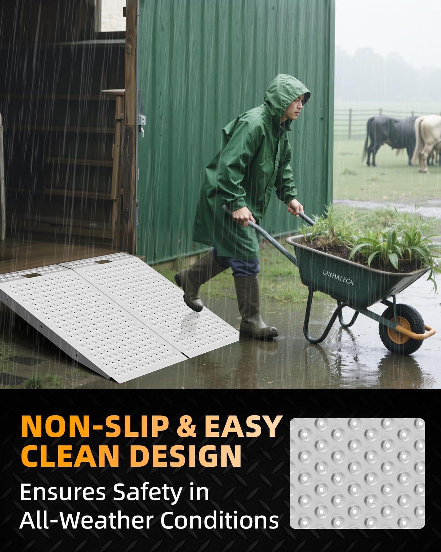 VNN 36" x 48" Shed Ramp for Riding Mower - 1500 LB Capacity Shed Ramps, Anti-Slip Punch Plate Ramp for ATV, Motorcycles, Garages & Barns (2PC, Slivery)