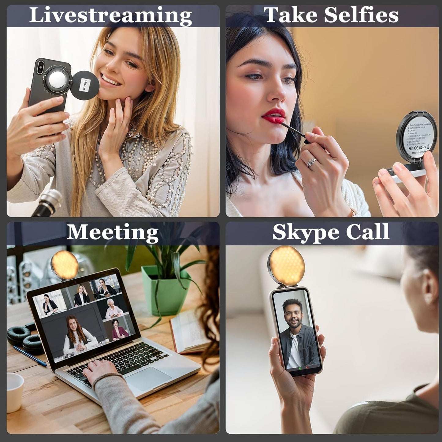 Auriani Magnetic Selfie Light, Metal-Shell Ring Light, Rechargeable,Portable Phone Light for Phone & iPhone,LED Fill