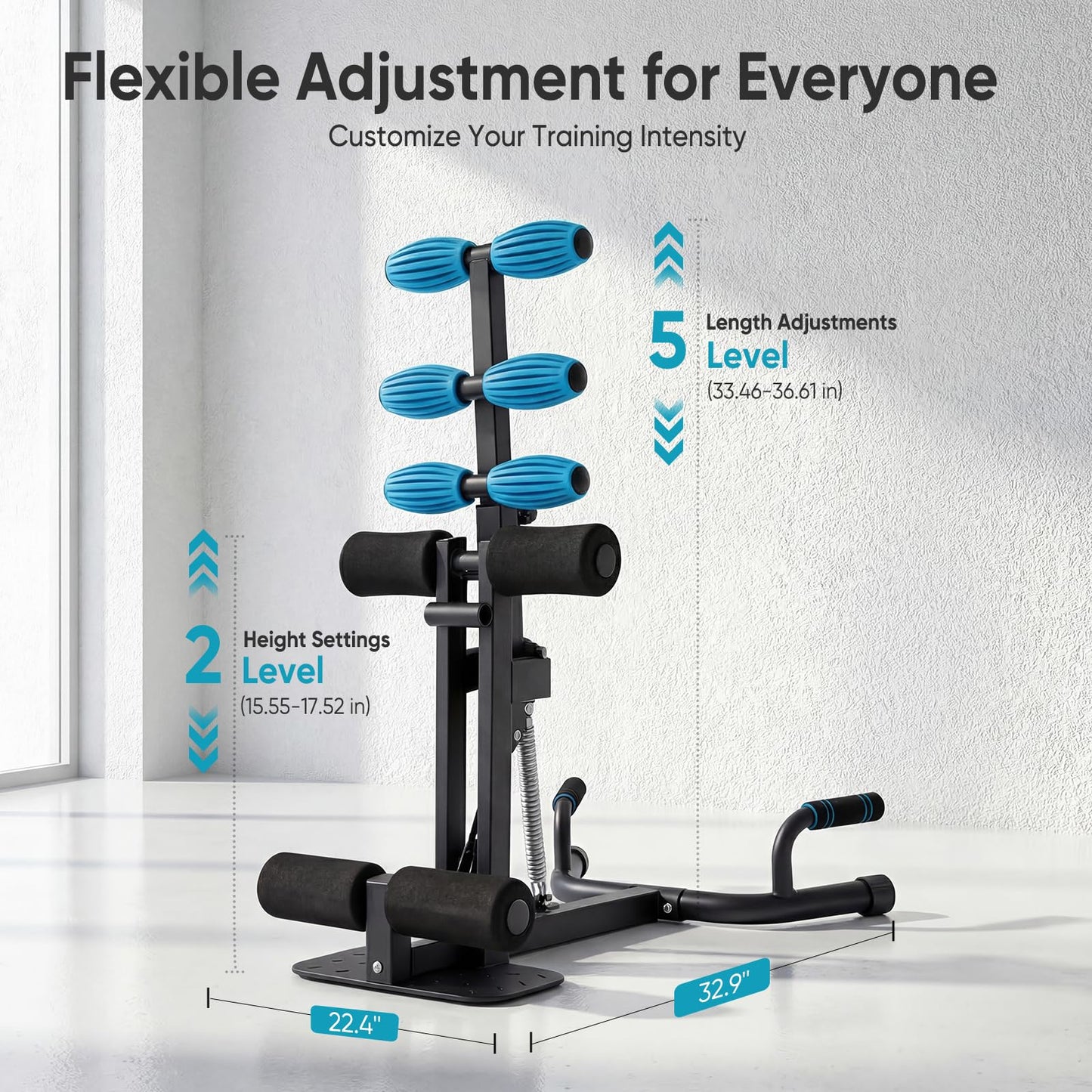 OLIXIS Deep Squat Machine, All-in-One Exercise Equipment for Home Gym, Adjustable Squat Machine for Glutes & Legs, Easy to Assemble, 32.9x22.4x36.6 in, 300 lbs Weight Capacity, Black & Blue