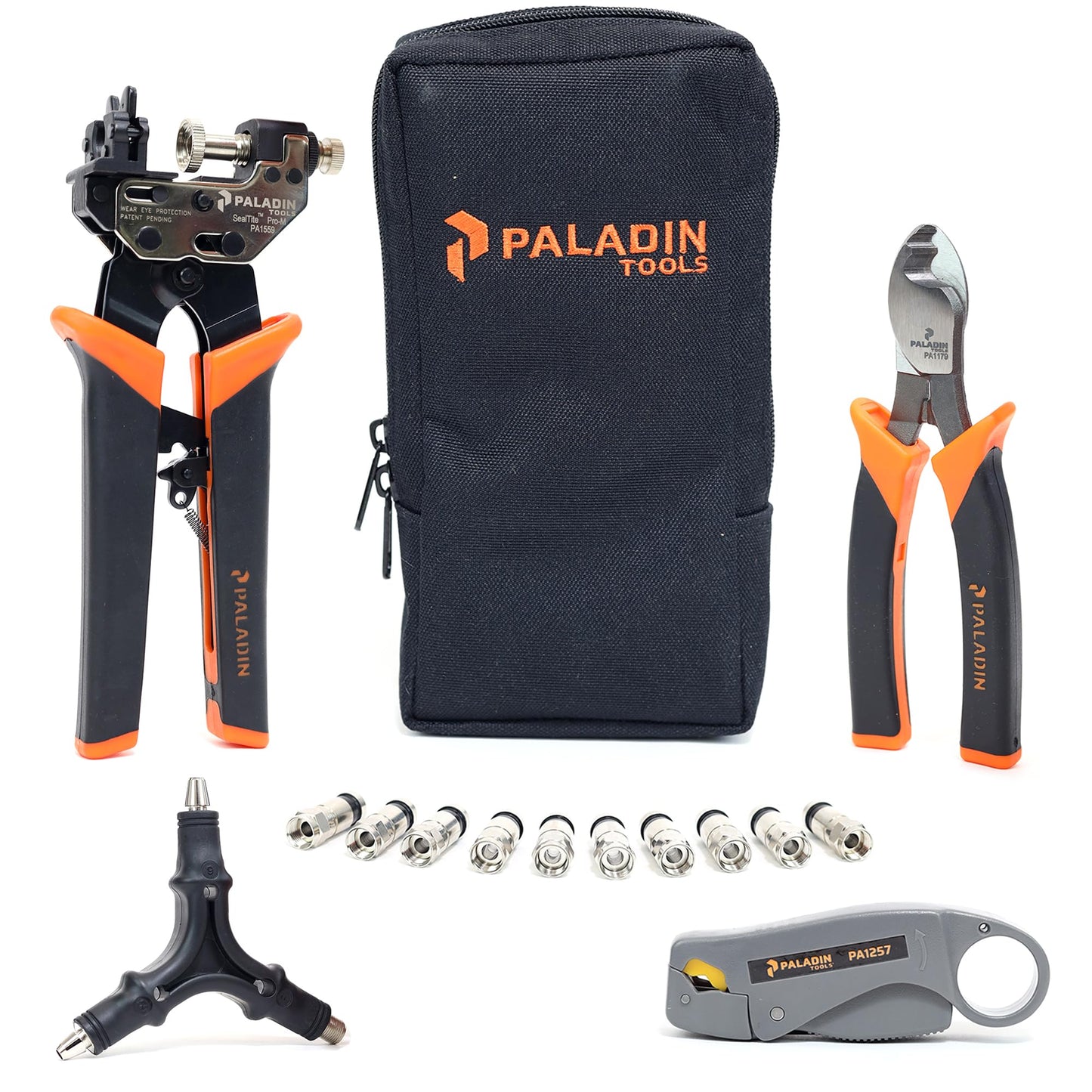 Paladin Tools Compression Cable TV "F" Coax Tool Kit | RG59, RG6, RG6Q Coax Cable Crimper Kit | Professional Grade Coax Cable tester kit