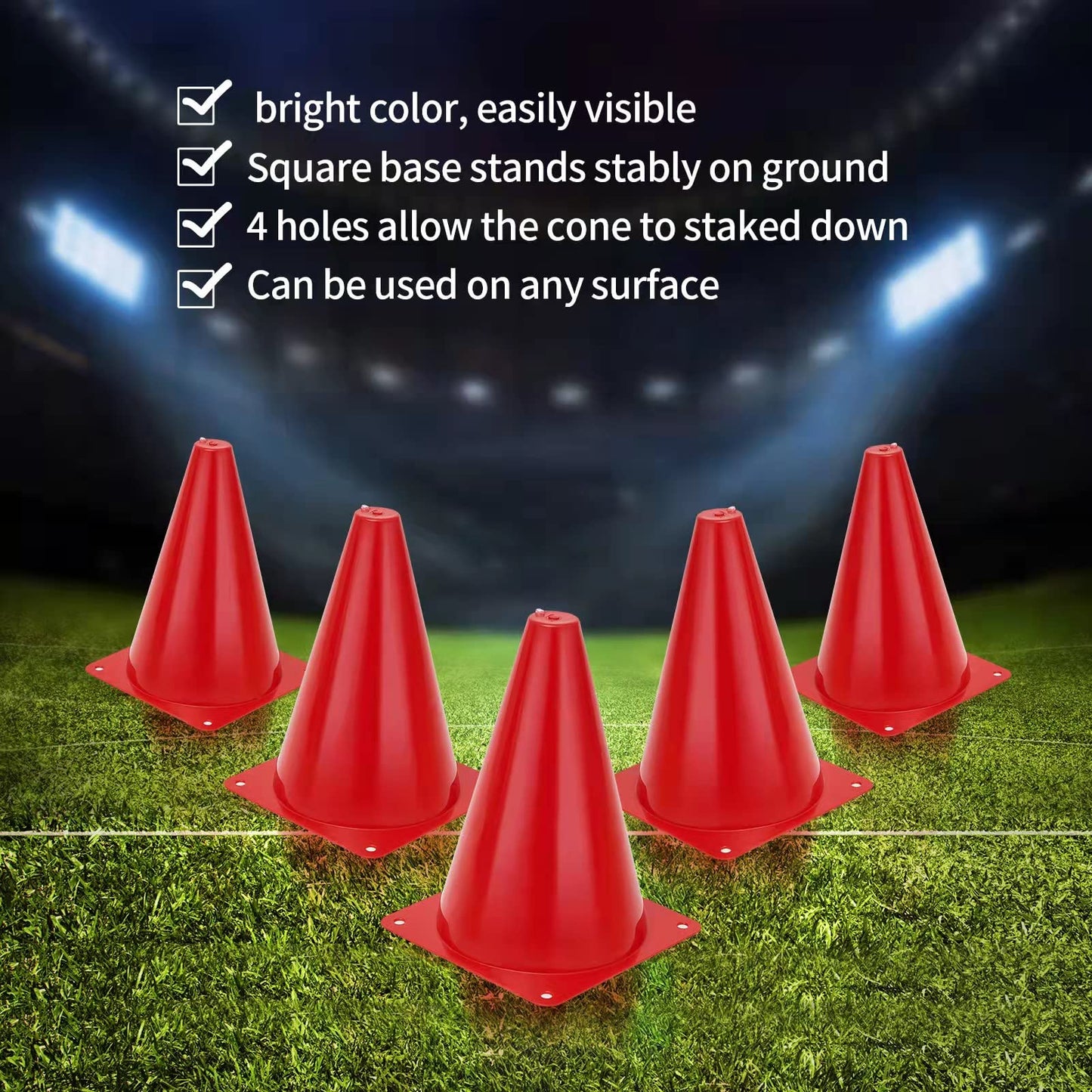 MIVERYEA Cones Sports Small Training Cones Set for Soccer Practice 24 Pack 7 Inch Agility Field Marker for Football Basketball Drills Plastic Baseball Cone