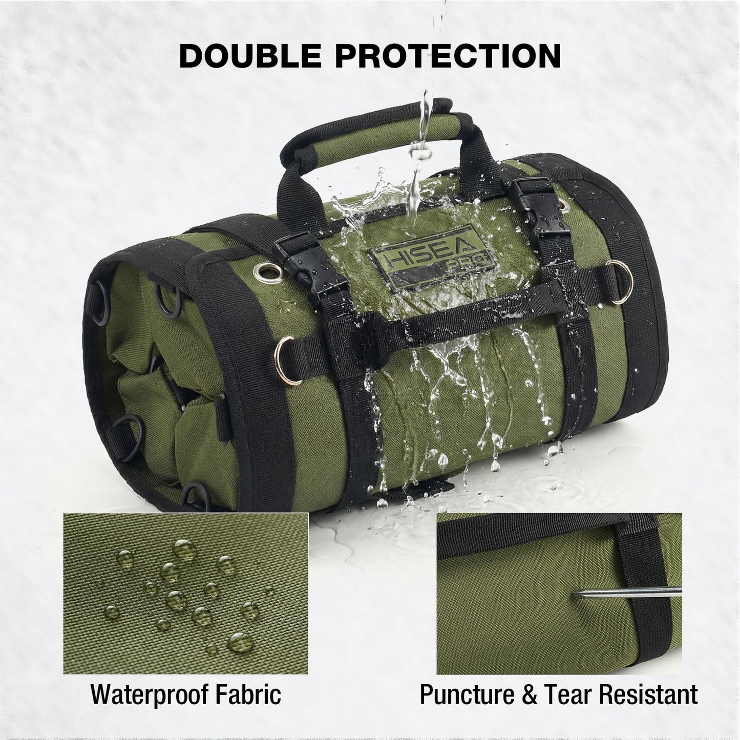 HISEA Roll Up Tool Bag, Heavy Duty Tool Storage Large-Capacity, 27"*14" Portable Tools Organizer with Utility Detachable Pouches, Waterproof Tool Roll Bag for Mechanic, Electrician, Gifts