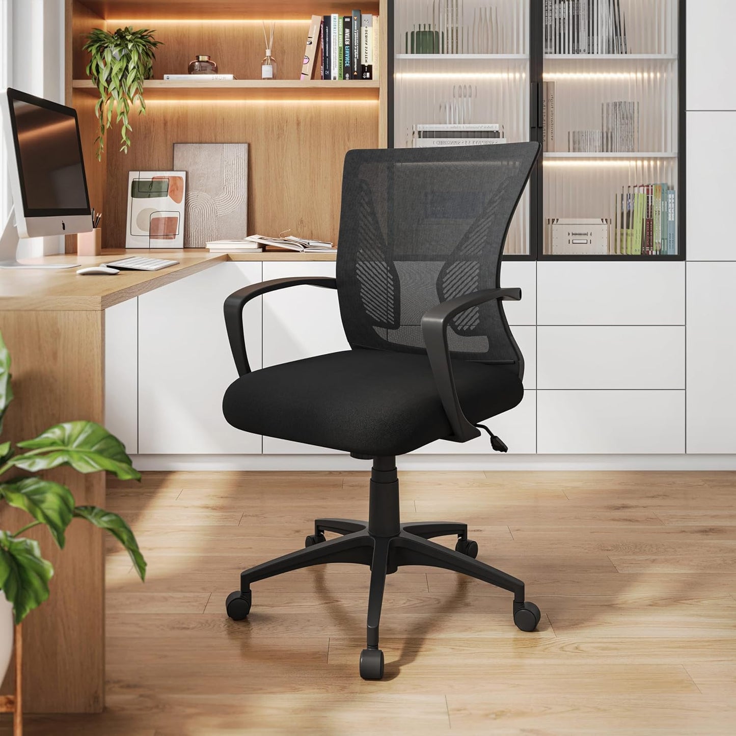 Techni Mobili Ergonomic Black Mesh Office Chair - Adjustable Height & Lumbar Support for Home Office