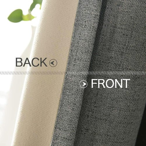 MIULEE Blackout Curtains - 100% Thermal Insulated Dark Grey Linen Texture Drapes | 52x45 Inch (2 Panels)