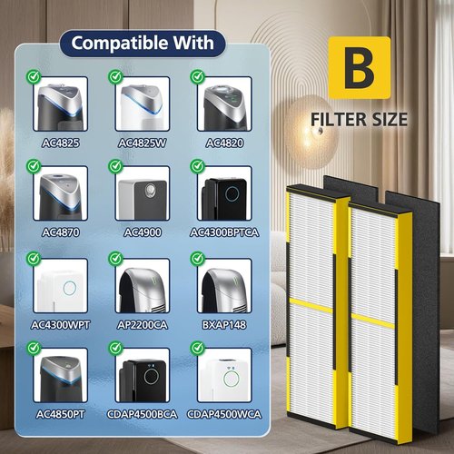 Guardian HEPA Filter B Replacement - Compatible with AC4825, AC4300, & More | 4 HEPA + 8 Carbon Filters