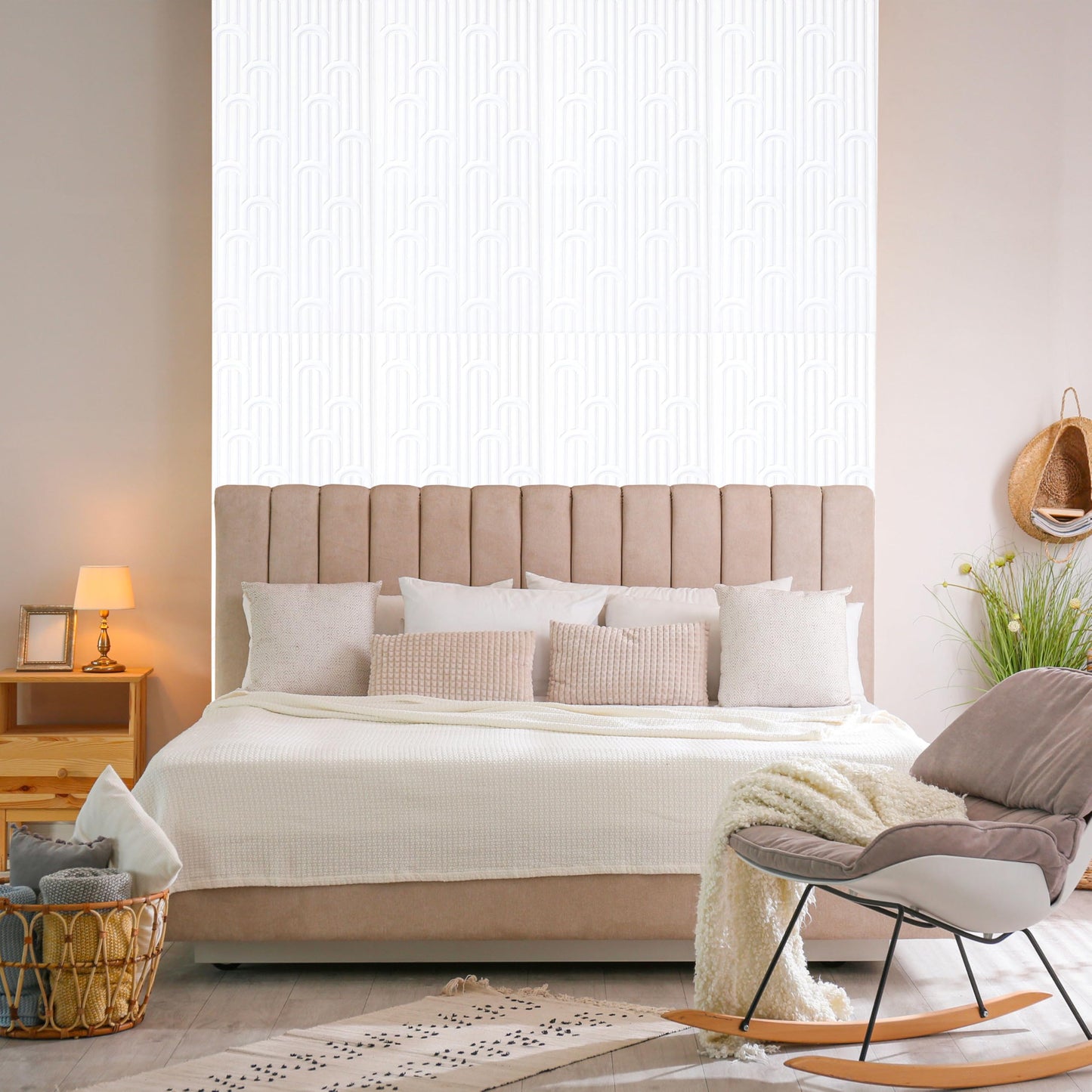 Dundee Deco 3D Peel and Stick Wall Panels - Soft-Touch Matte Finish, 1.6 ft X 3.4 ft, Thick Self-Adhesive Panels for Home & Commercial Interiors - White - Set of 10, Covers 55 sq ft