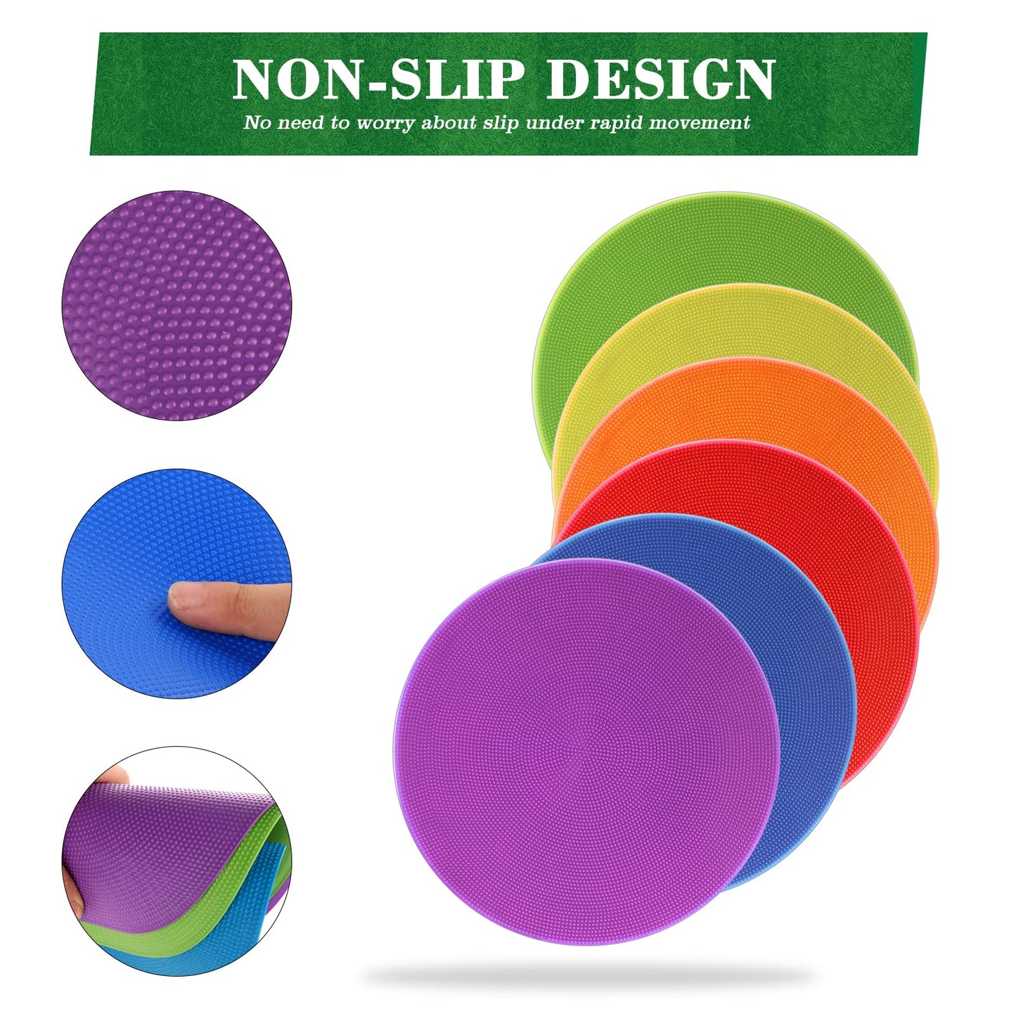 ZIECE Spot Markers 9inch 12 Pack Rubber Floor Dots Non Slip Flat Cones Agility Dots for Kids Soccer Basketball Sports Speed Agility Training, Preschool Classroom Activities