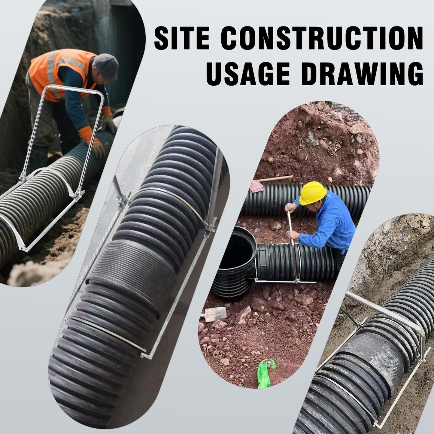 JIAWANSHUN 200-600mm HDPE Corrugated Pipe Tensioner, Manual Docking Pipeline Installation Tool, Fitting Tensioner Tool, Heavy Duty Universal Pipe Clamp