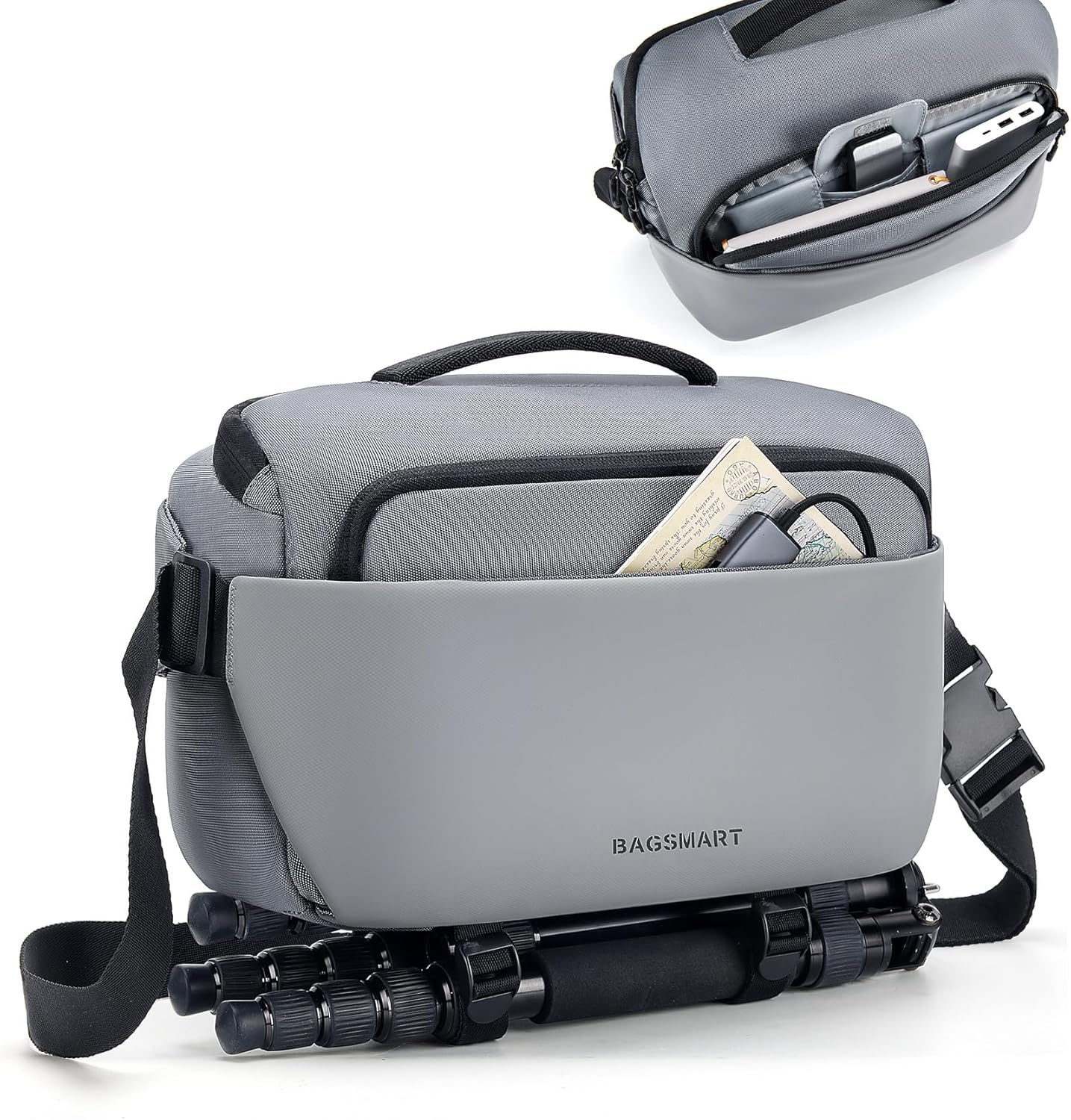 BAGSMART Camera Sling Bag, Small Camera Bags for Photographers with Tripod Holder, Waterproof DSLR/SLR/Mirrorless