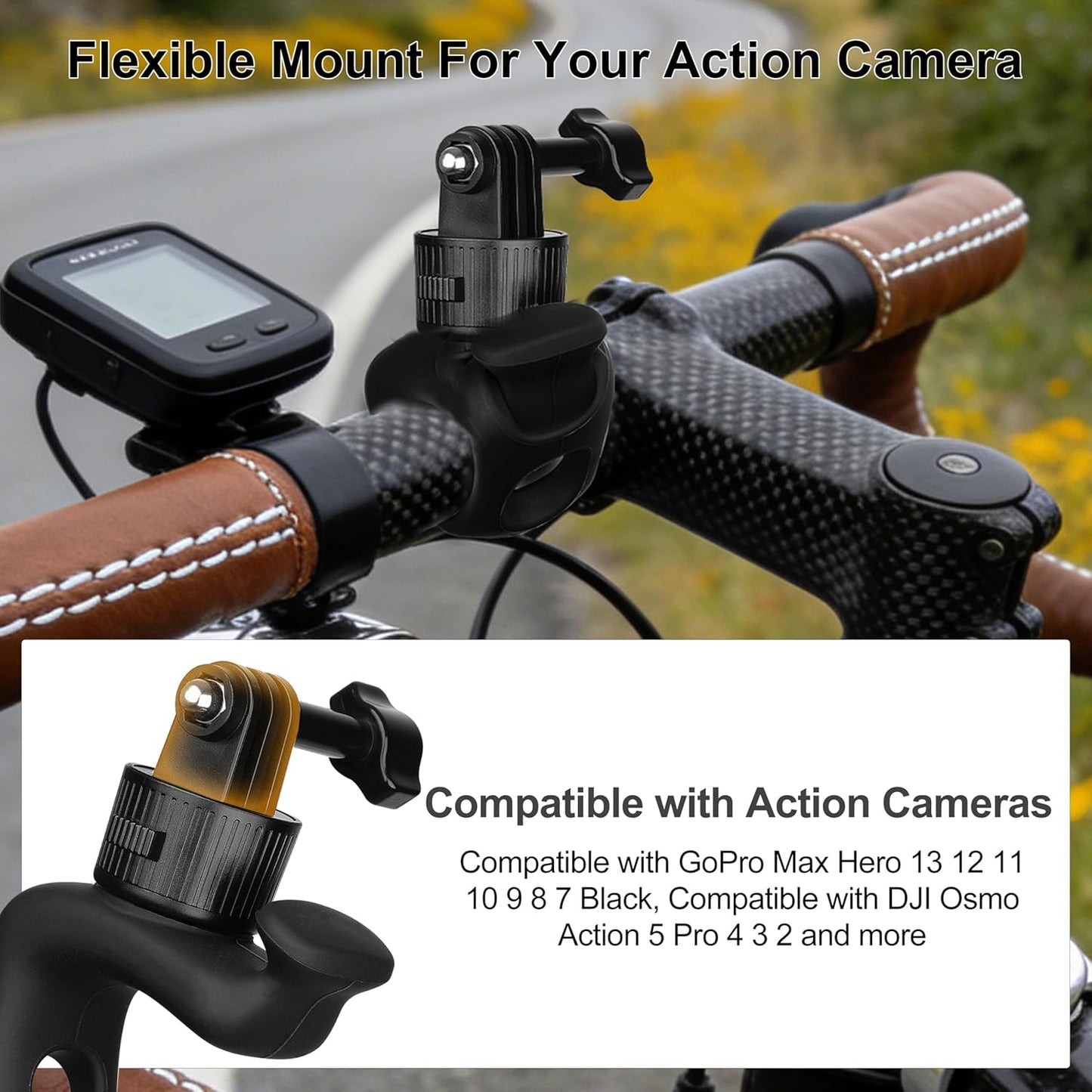 MINIFOCUS 360 GoPro/Insta360/DJI/Xtra Quick Release Flexible Camera Mount Wrap Band, Flexi Strap Mount, Bike Motorcycle