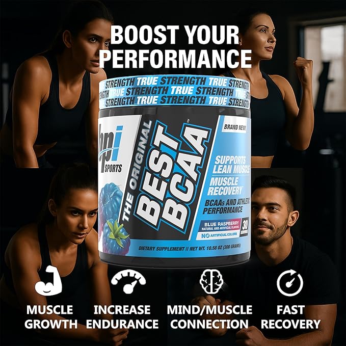 BPI Sports Best BCAA - BCAA Powder - Branched Chain Amino Acids - Muscle Recovery - Muscle Protein Synthesis - Improved Performance ??Hydration ??Blue Raspberry - 60 Servings - 21.12 Oz