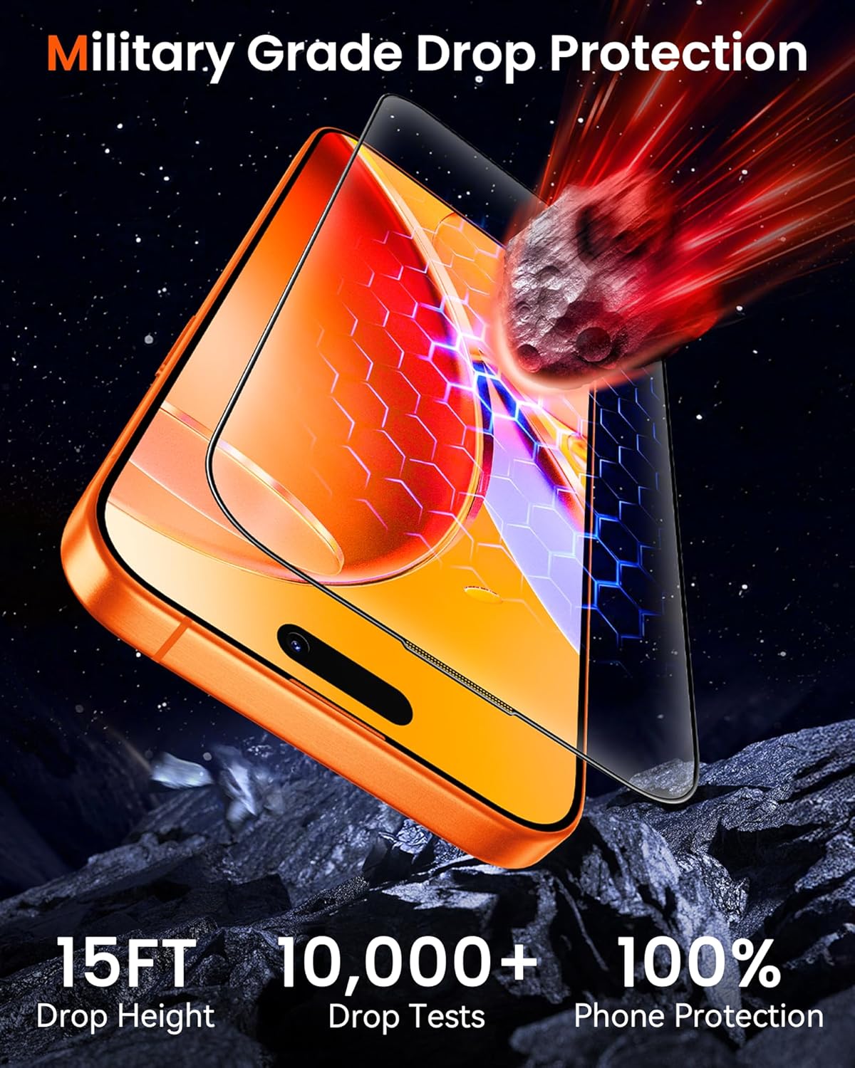 17 3 Pack [9H+ Mkeke for iPhone Pro Max Screen Protector Hardness] [Military-Grade Drop Protection] [Sensitive Touch]