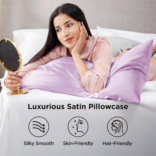 Bedsure Satin Pillowcase - Luxurious Silk-Like Feel | Standard Size 20x26 Inches, Navy - 2 Pack for Comfortable Sleep