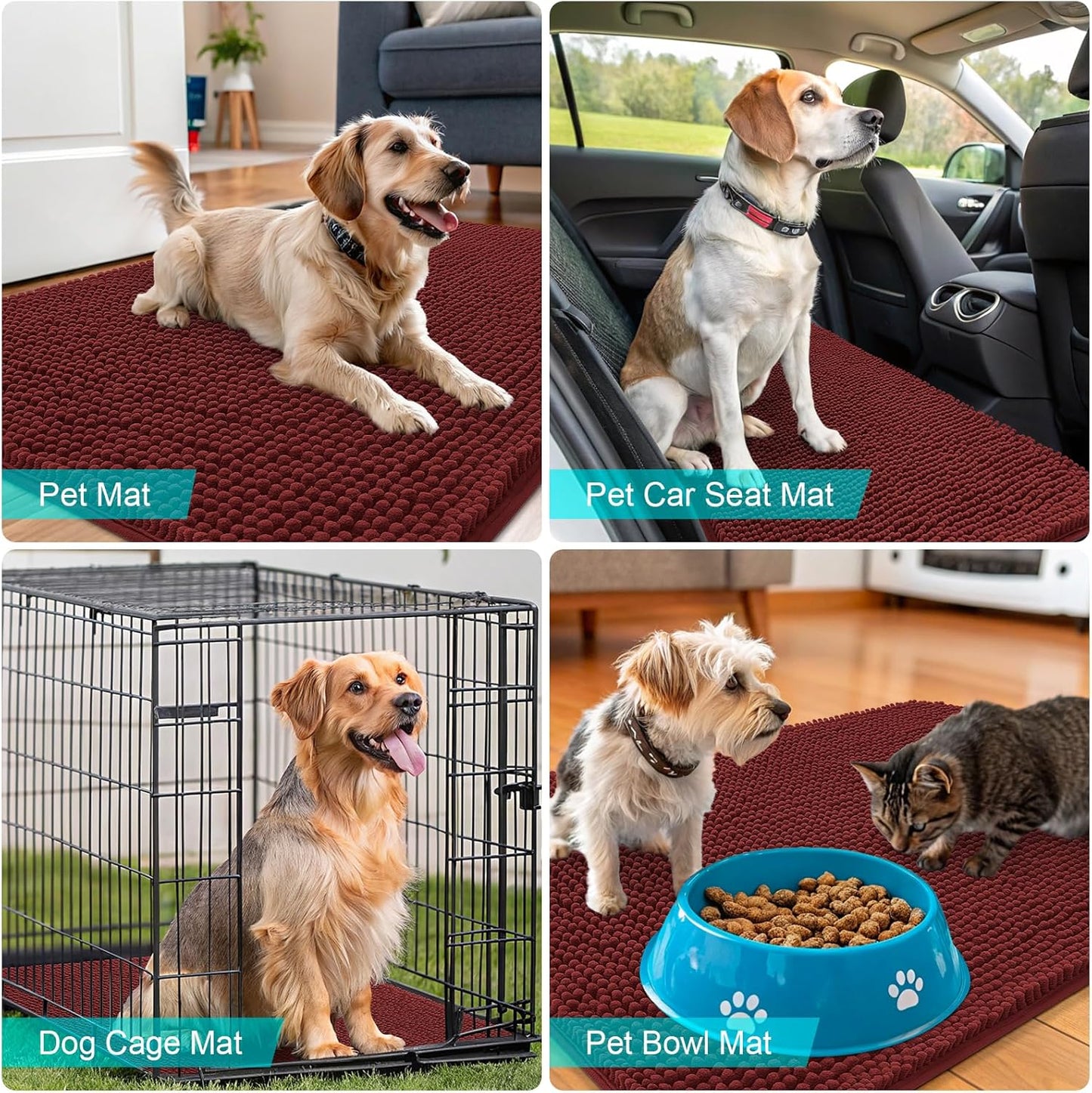 OLANLY Dog Door Mat - Absorbent Non-Slip Washable Doormat for Muddy Paws | 54x32, Caramel Russet