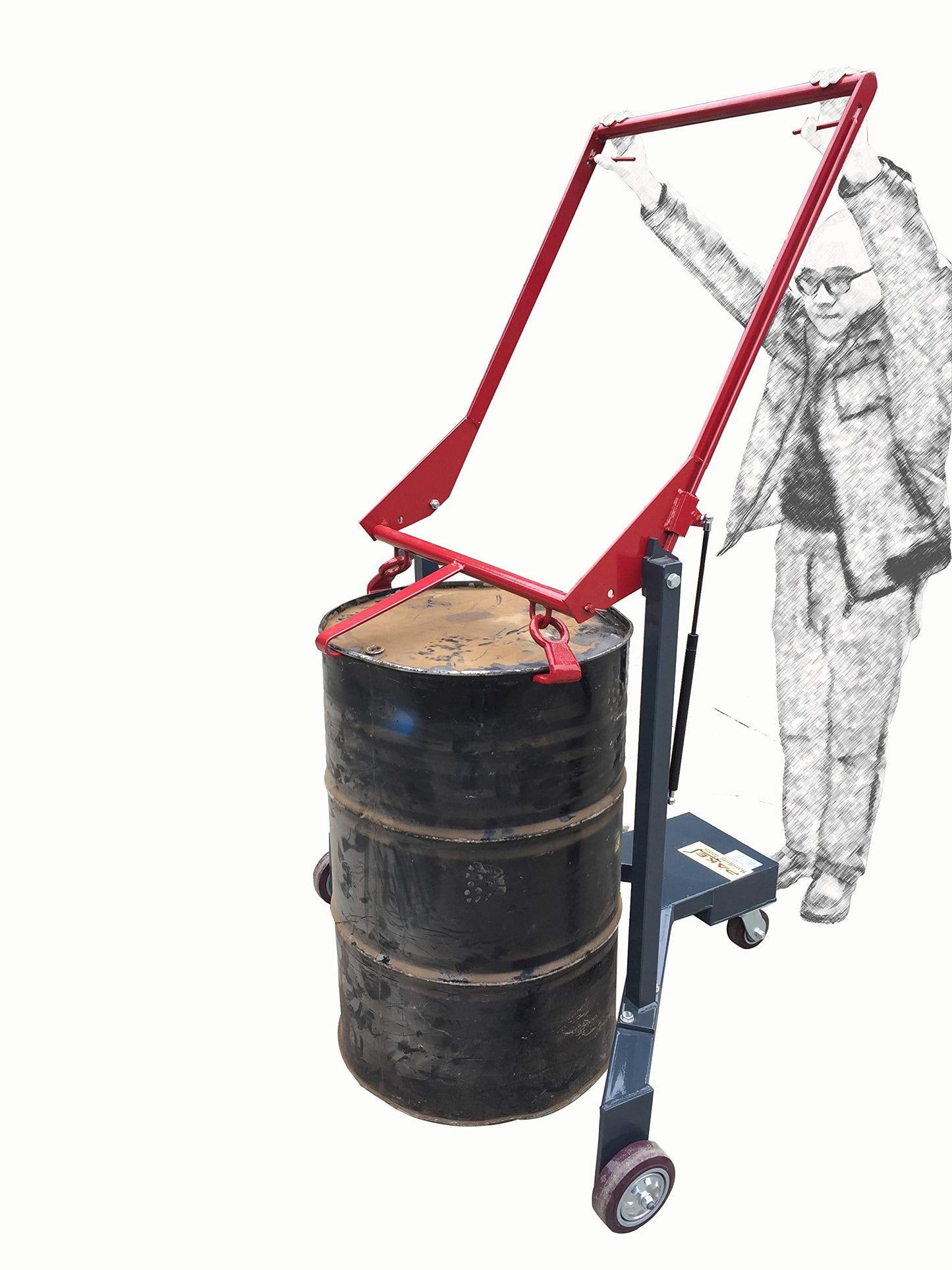 Pake Handling Tools - Drum Lifter/Palletizer, 800 lbs Capacity, for Rimmed 55 Gallon Drums