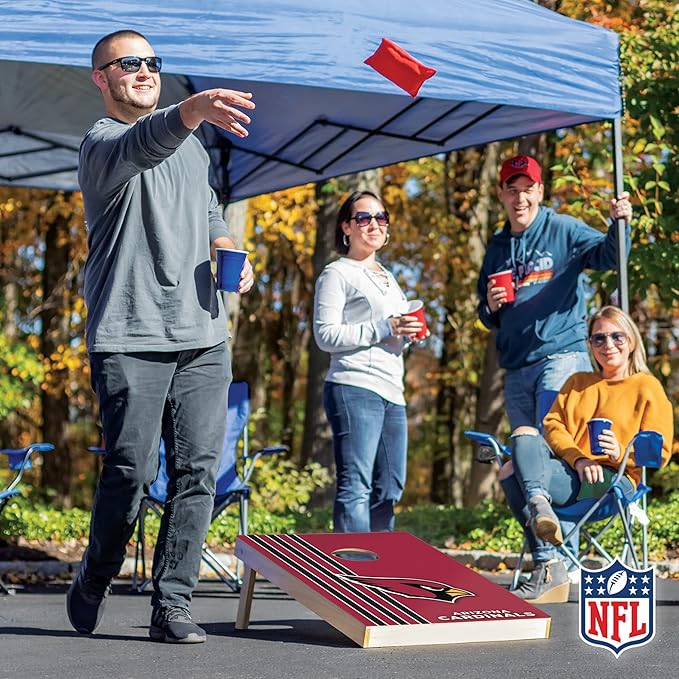 NFL 2' x 3' Solid Wood Cornhole Set with Direct Print HD Team Graphics – Great Gift for Any Football Fan! Bean Bag Toss Family Outdoor Games