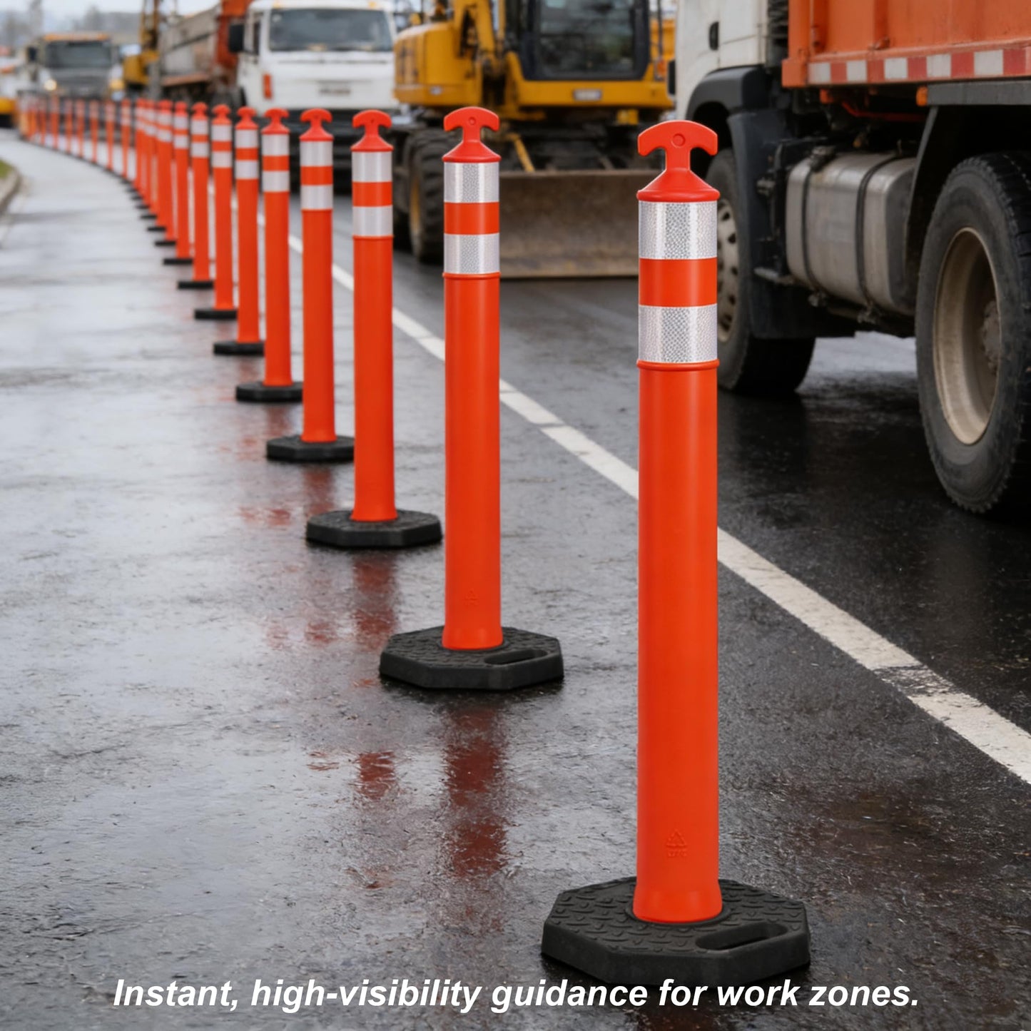 OrangeStar 42" Traffic Delineator Post Cones 6-Pack Orange Safety Cones with Heavy Duty Rubber Base for Construction, Road Work, Parking Lots, Warehouse and Events